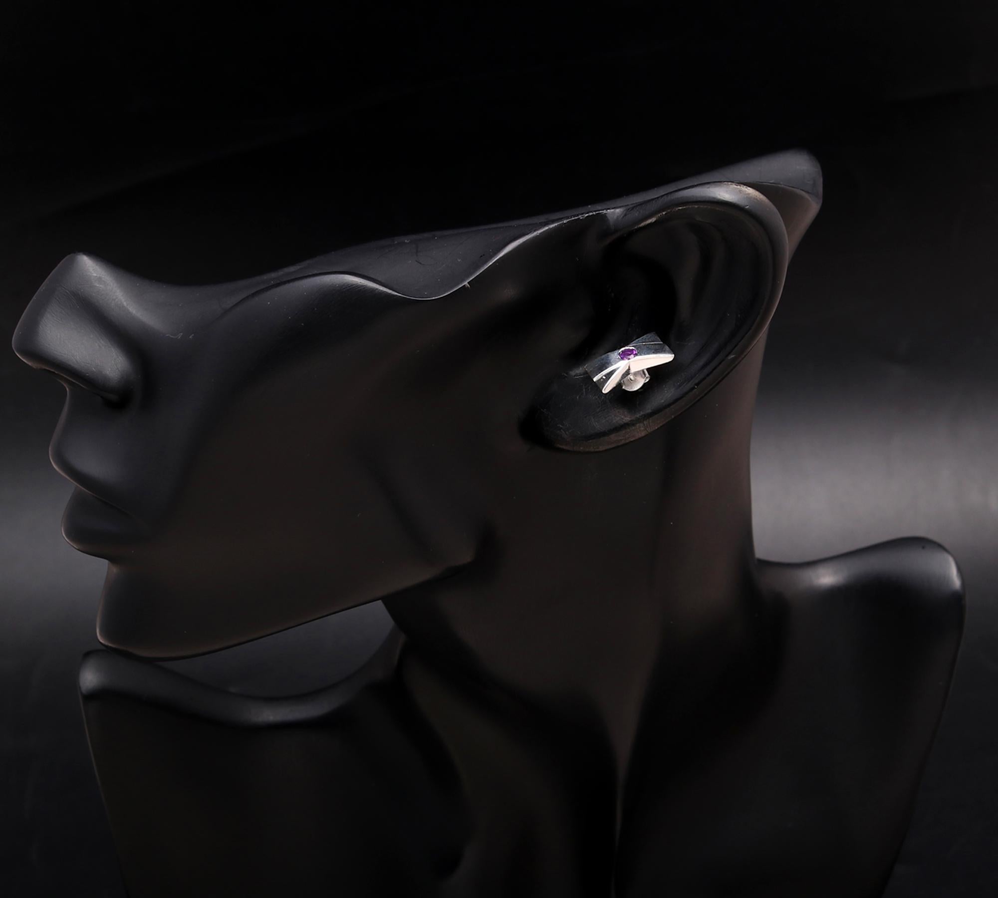 925 Silver Modern Amethyst Stud Earrings