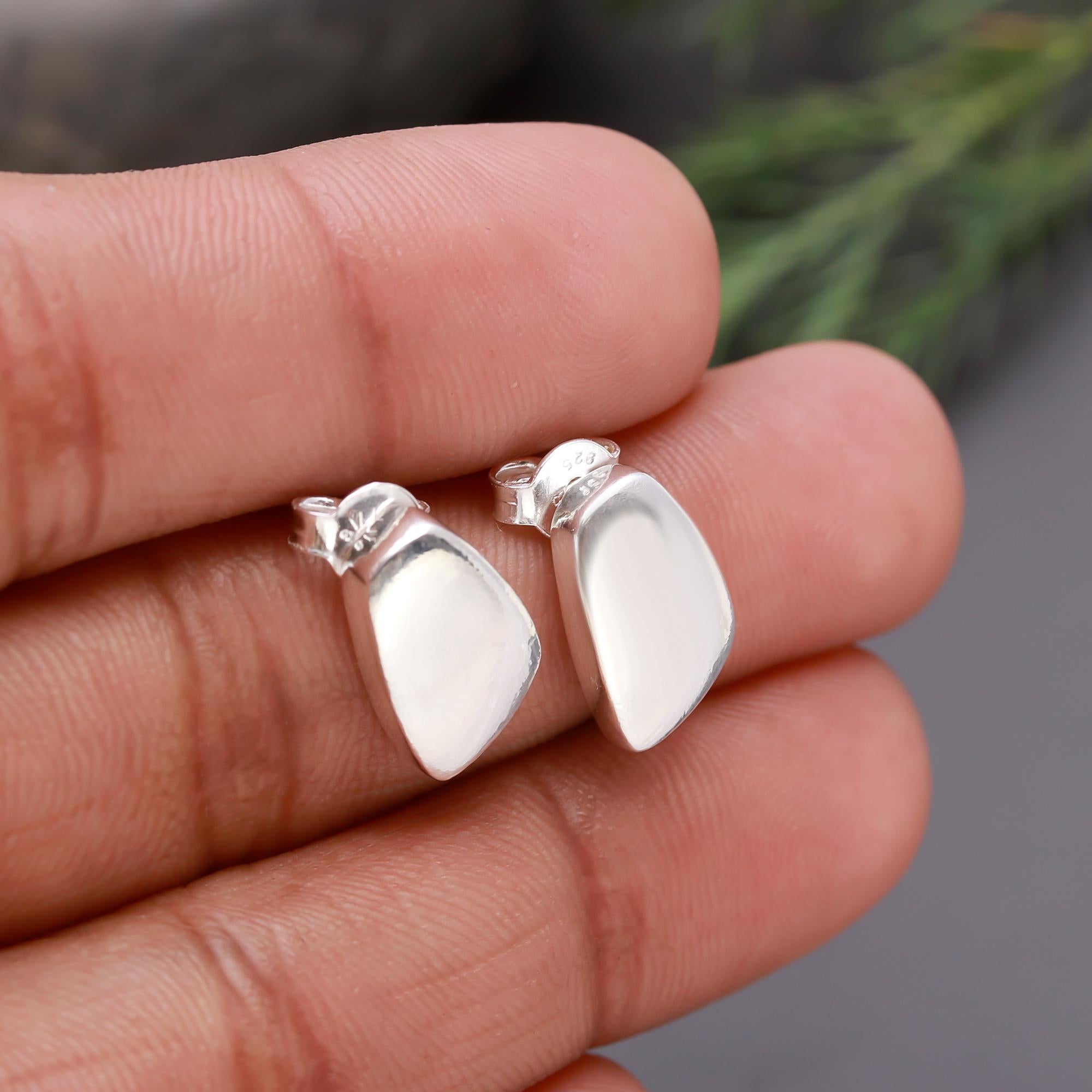 925 Silver Abstract Shape Stud Earrings
