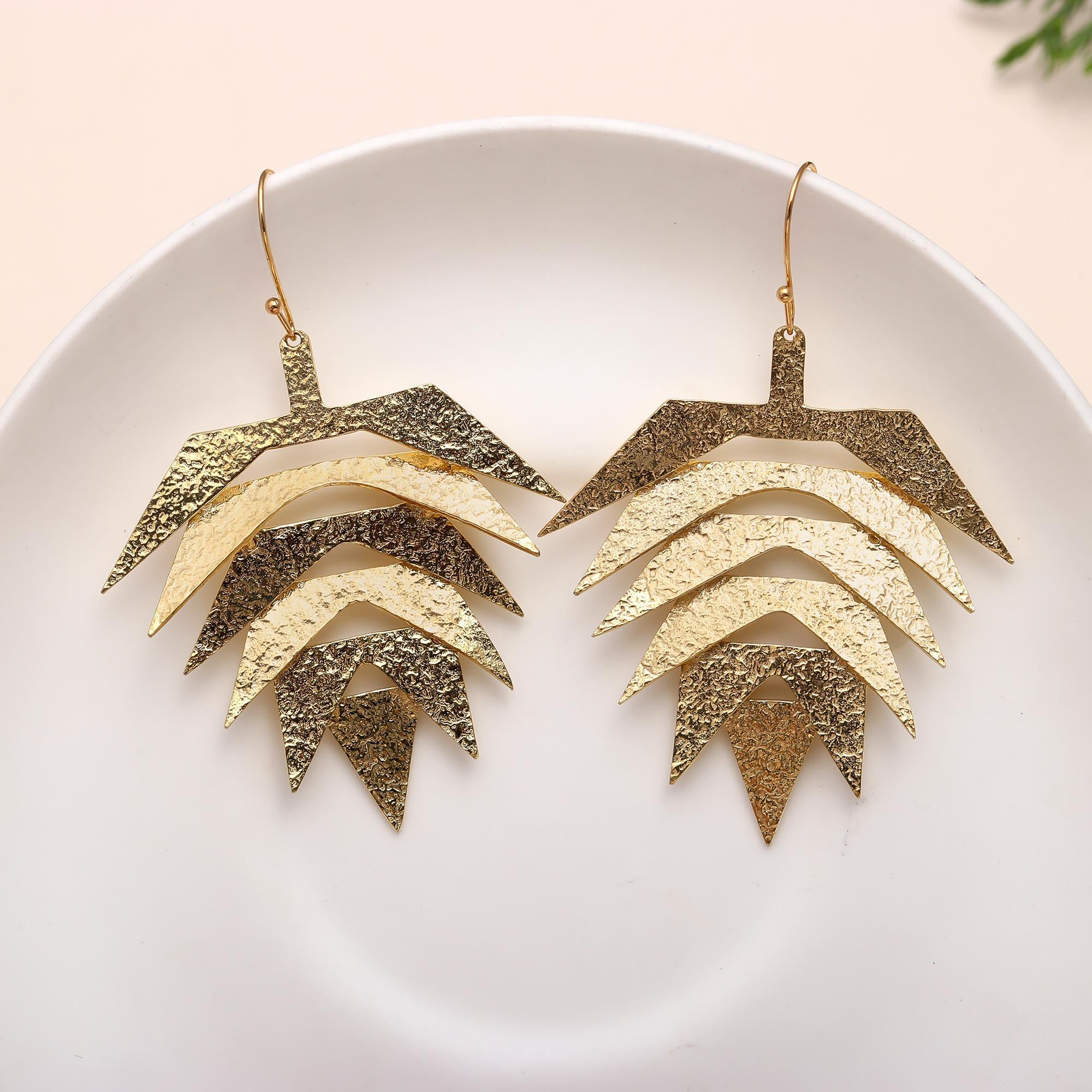 Brass Aloha Pineapple Earrings Hypoallergenic Design