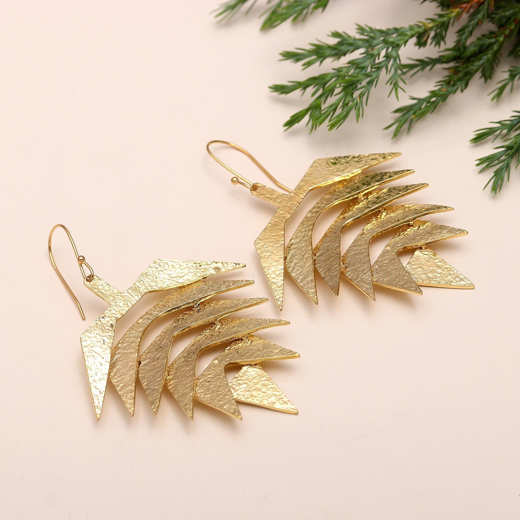 The Gilded Fern: Gold Aloha Leaf Earrings