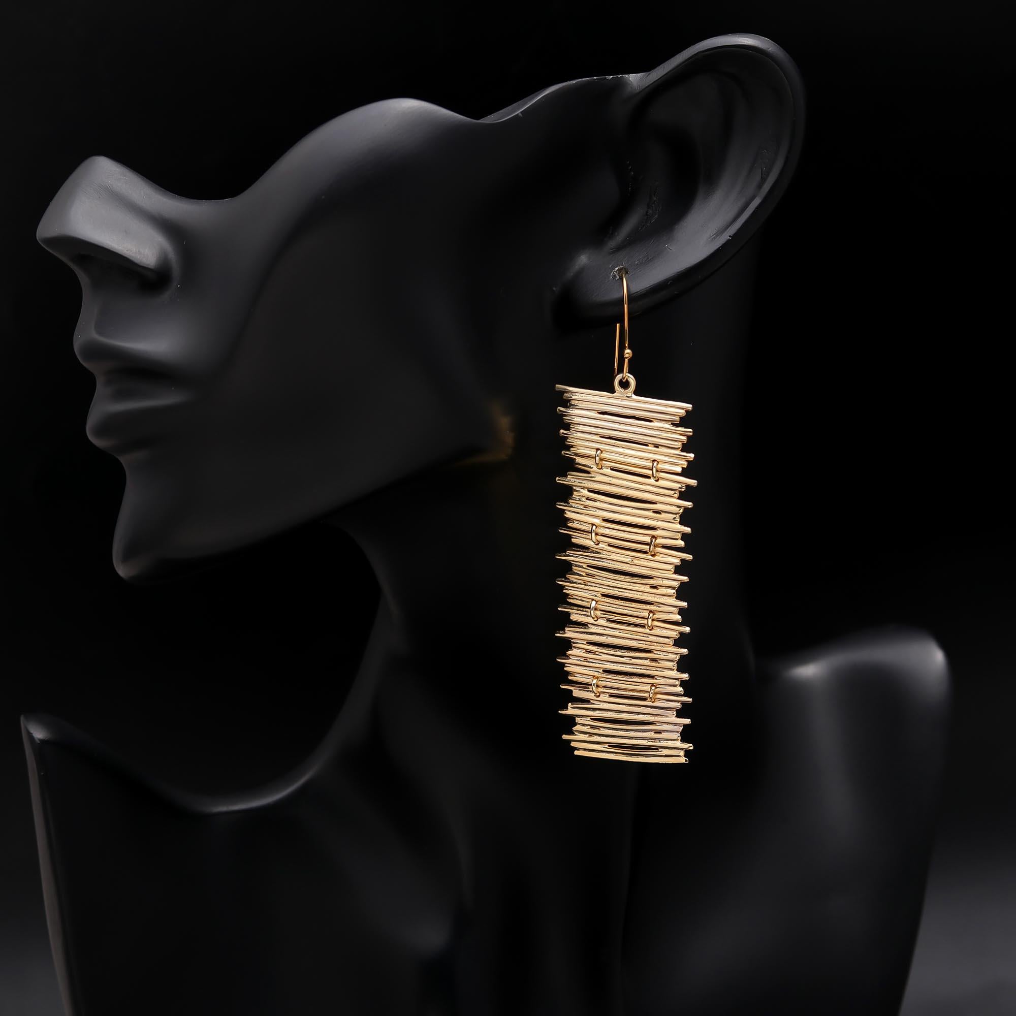 Designer Brass Matte Stick Earrings