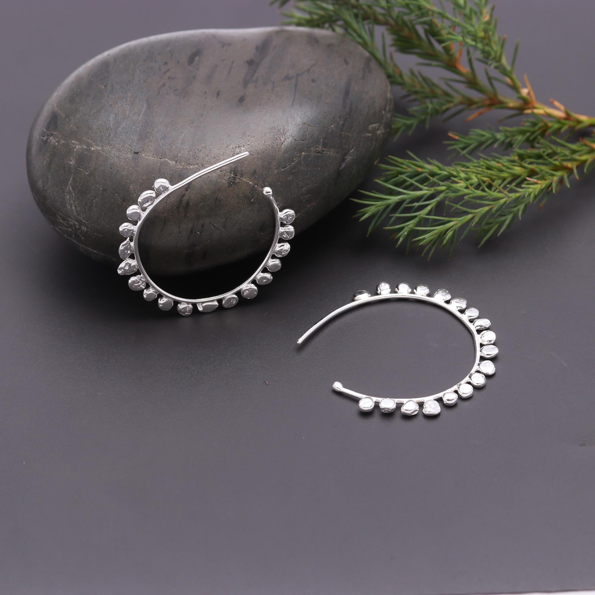 925 Silver Dot Hoop Earrings