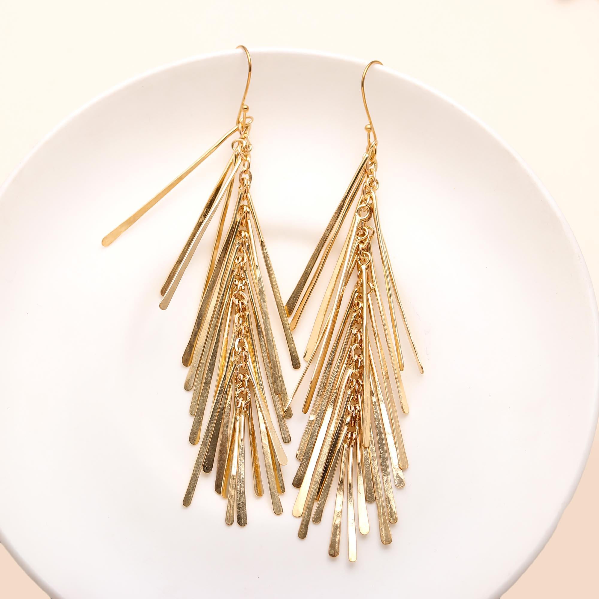3 Inch Brass Feather Earrings Handmade & Hypoallergenic