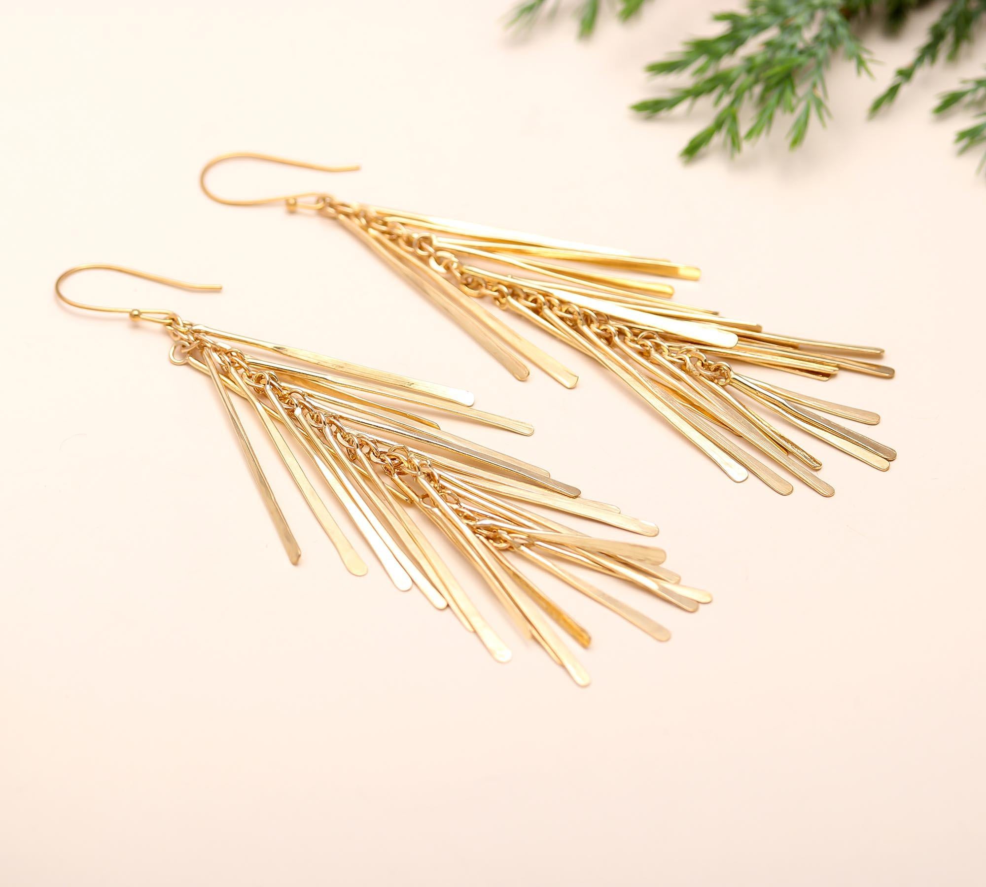 3 Inch Brass Feather Earrings Handmade & Hypoallergenic