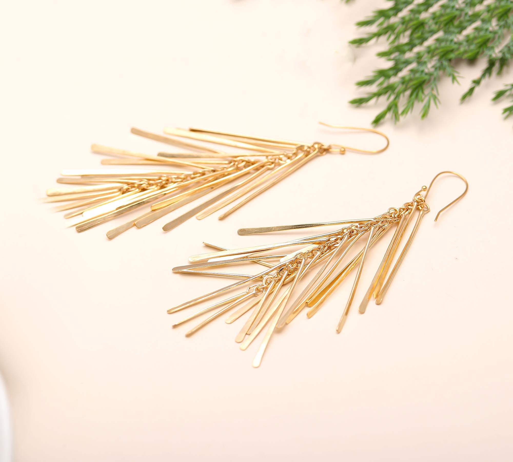 3 Inch Brass Feather Earrings Handmade & Hypoallergenic
