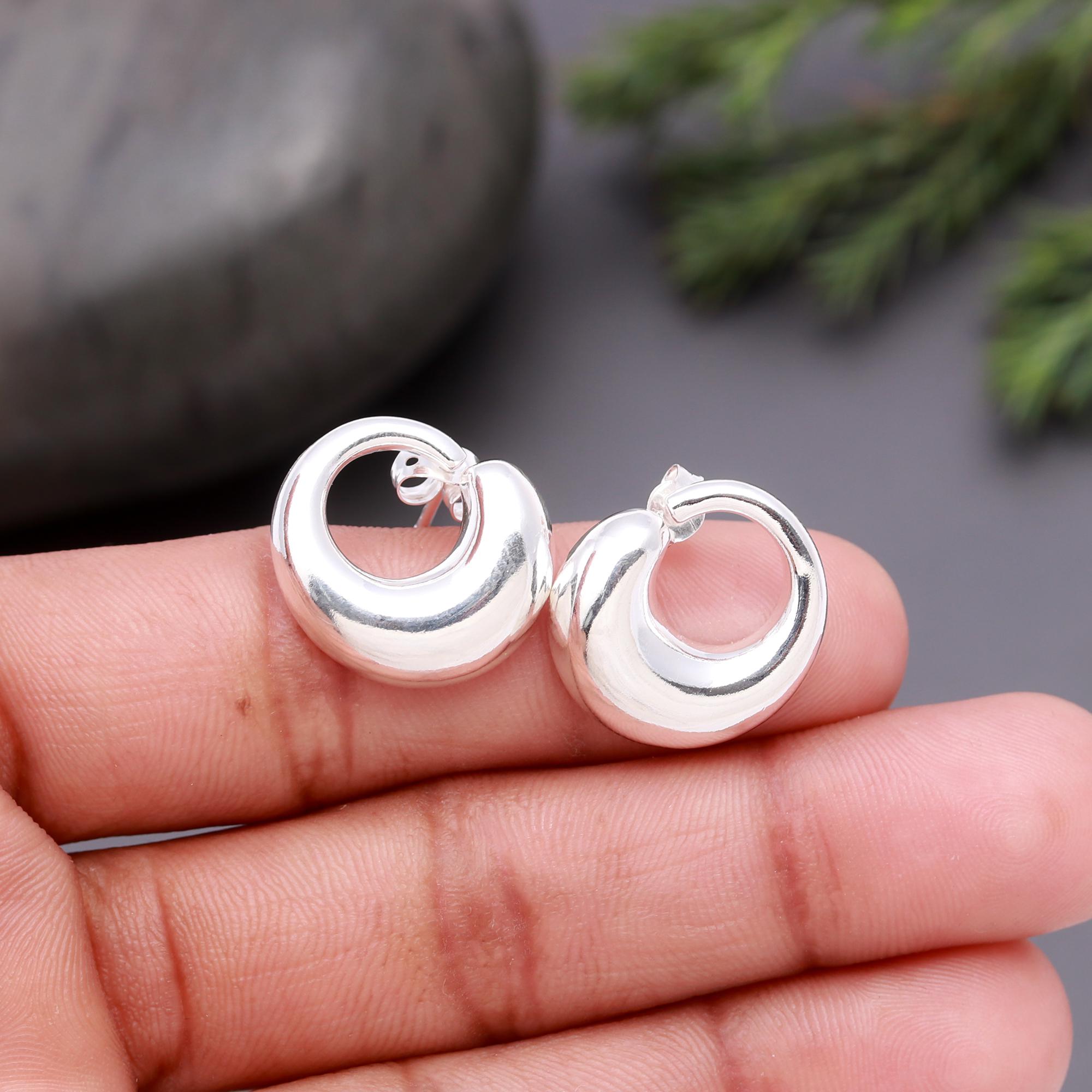 925 Silver Bold Round Hoop Earrings