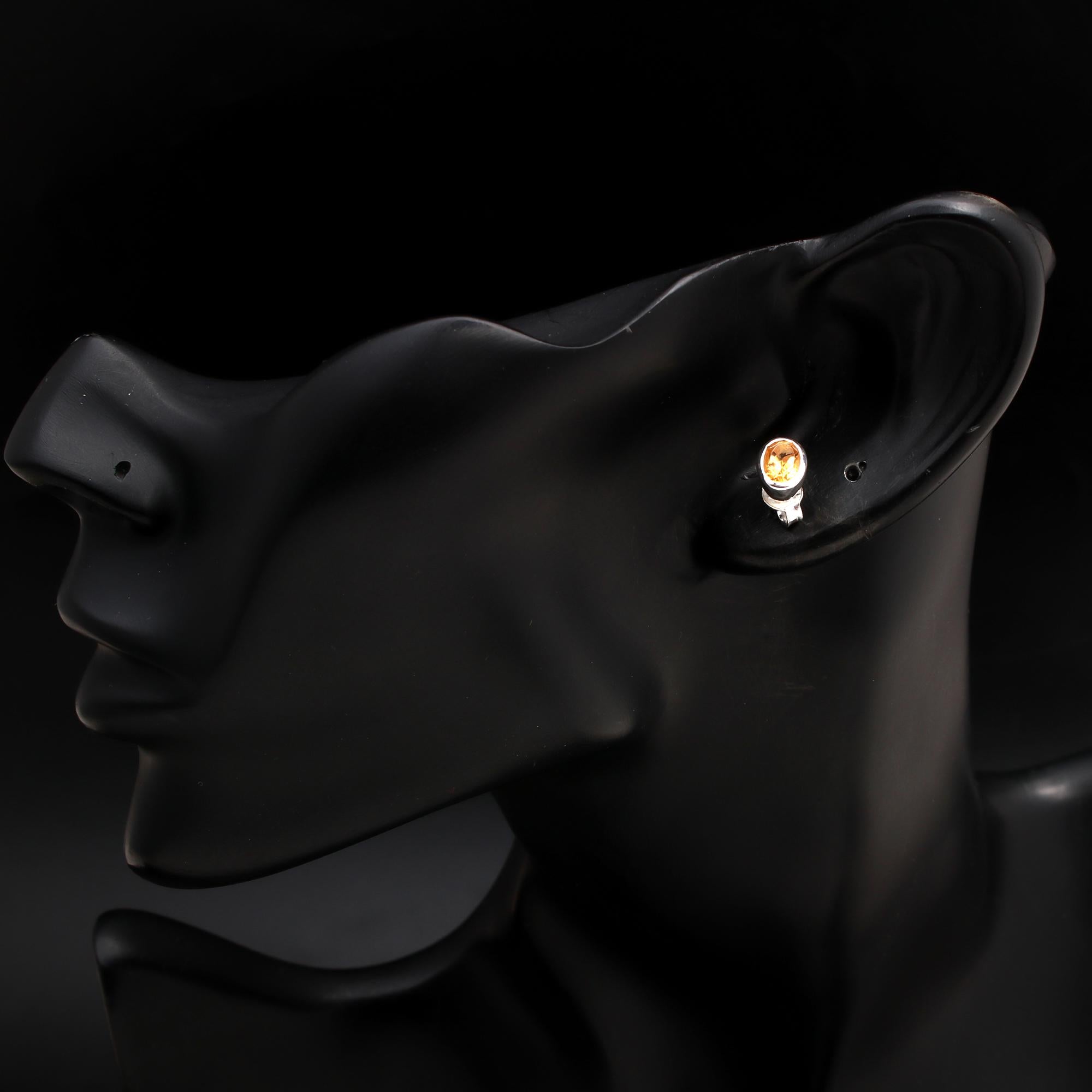 925 Silver Oval Citrine Stud Earrings