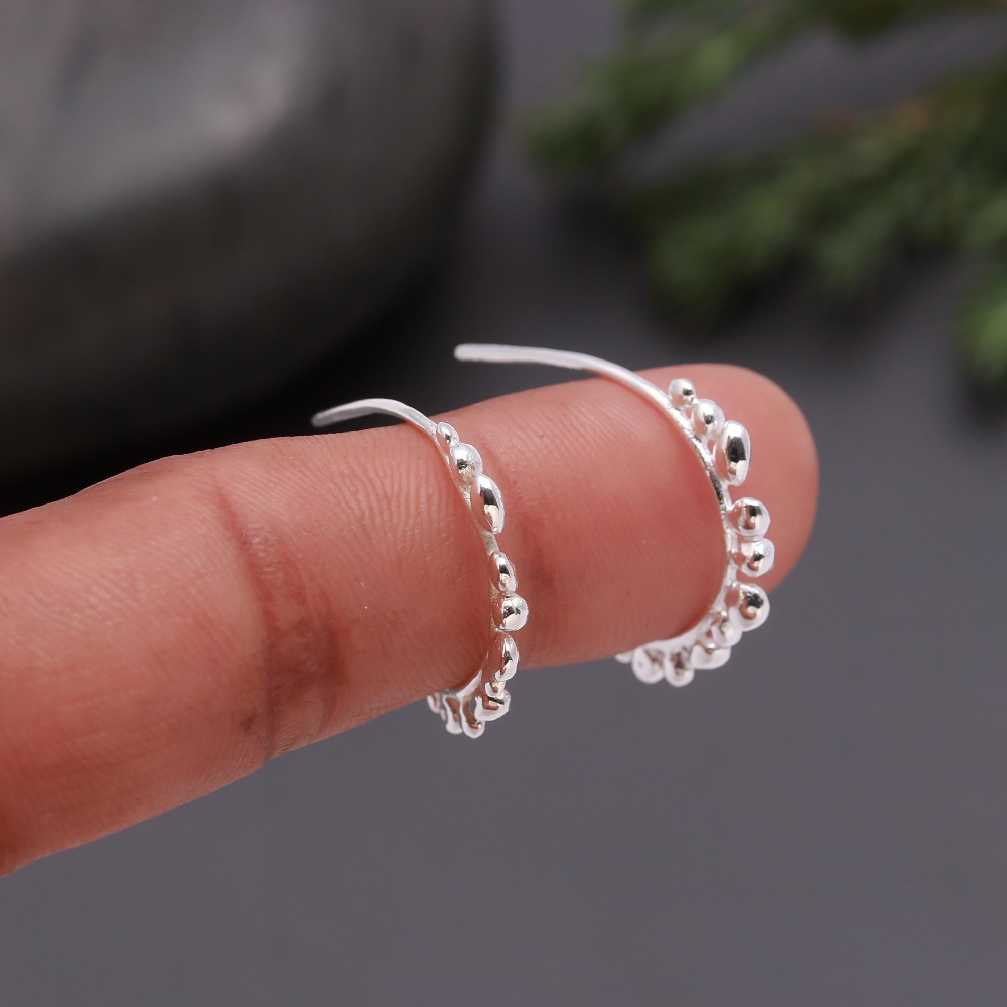 925 Silver Bubble Open Hoop Earrings