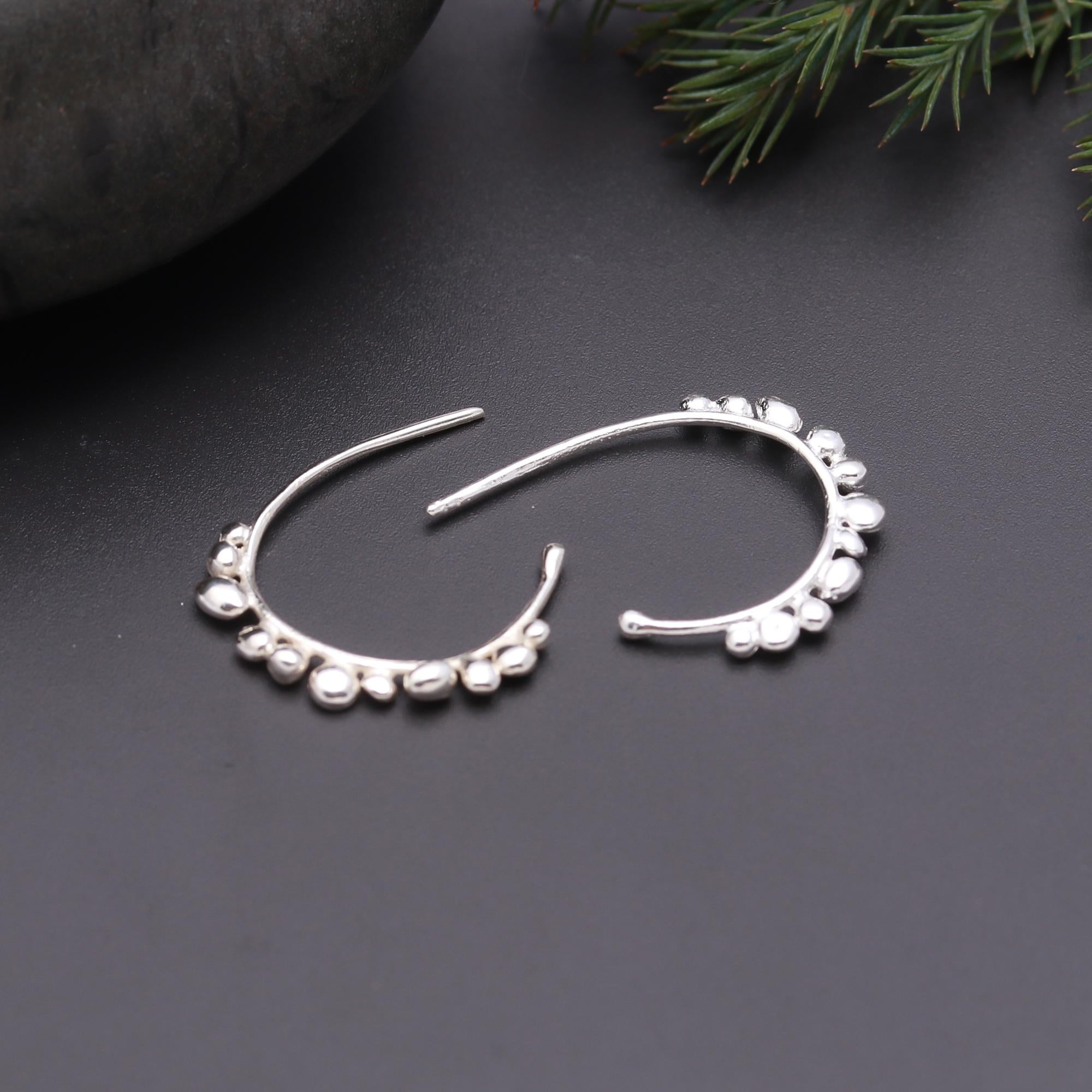 925 Silver Bubble Open Hoop Earrings