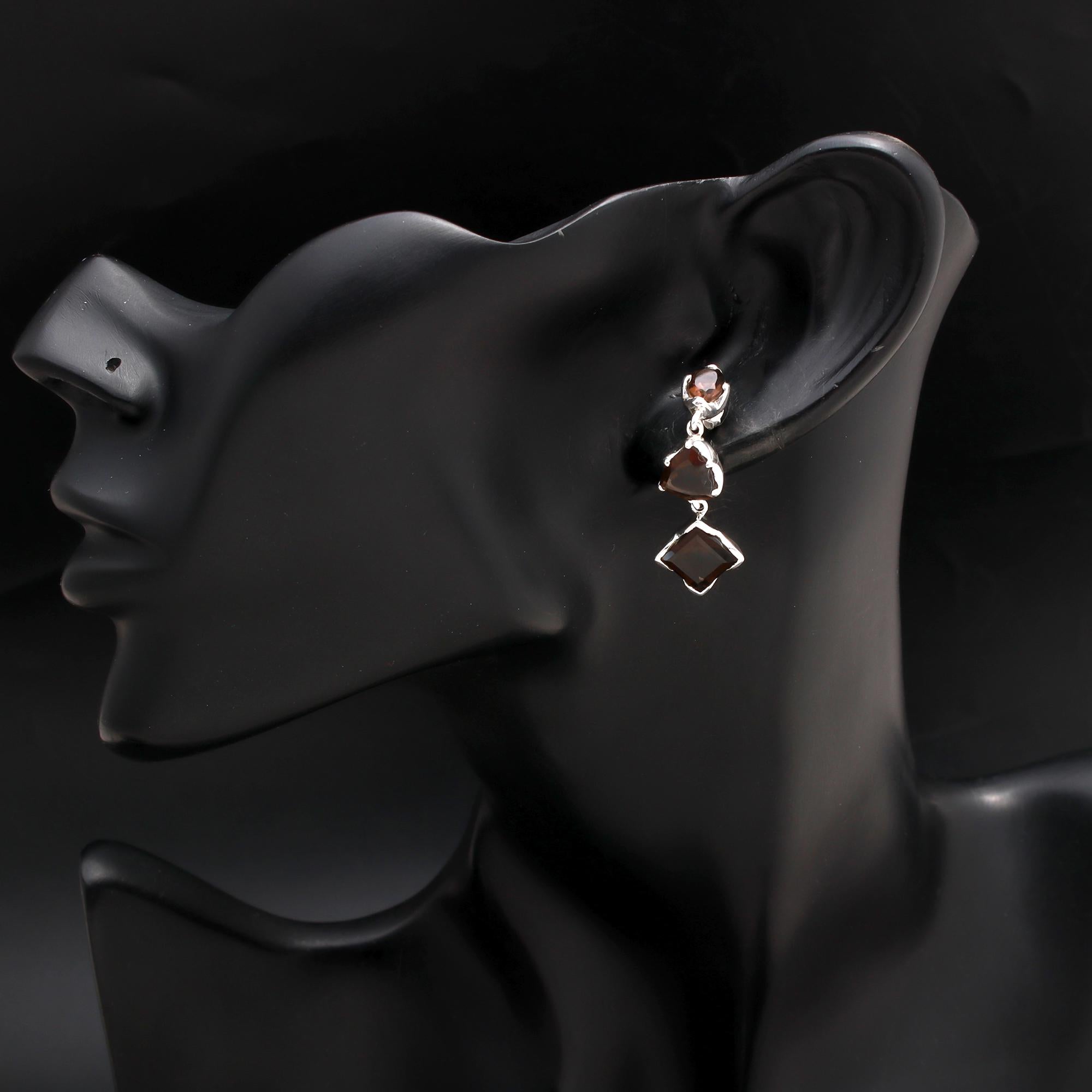 925 Silver Smoky Quartz Drop Earrings