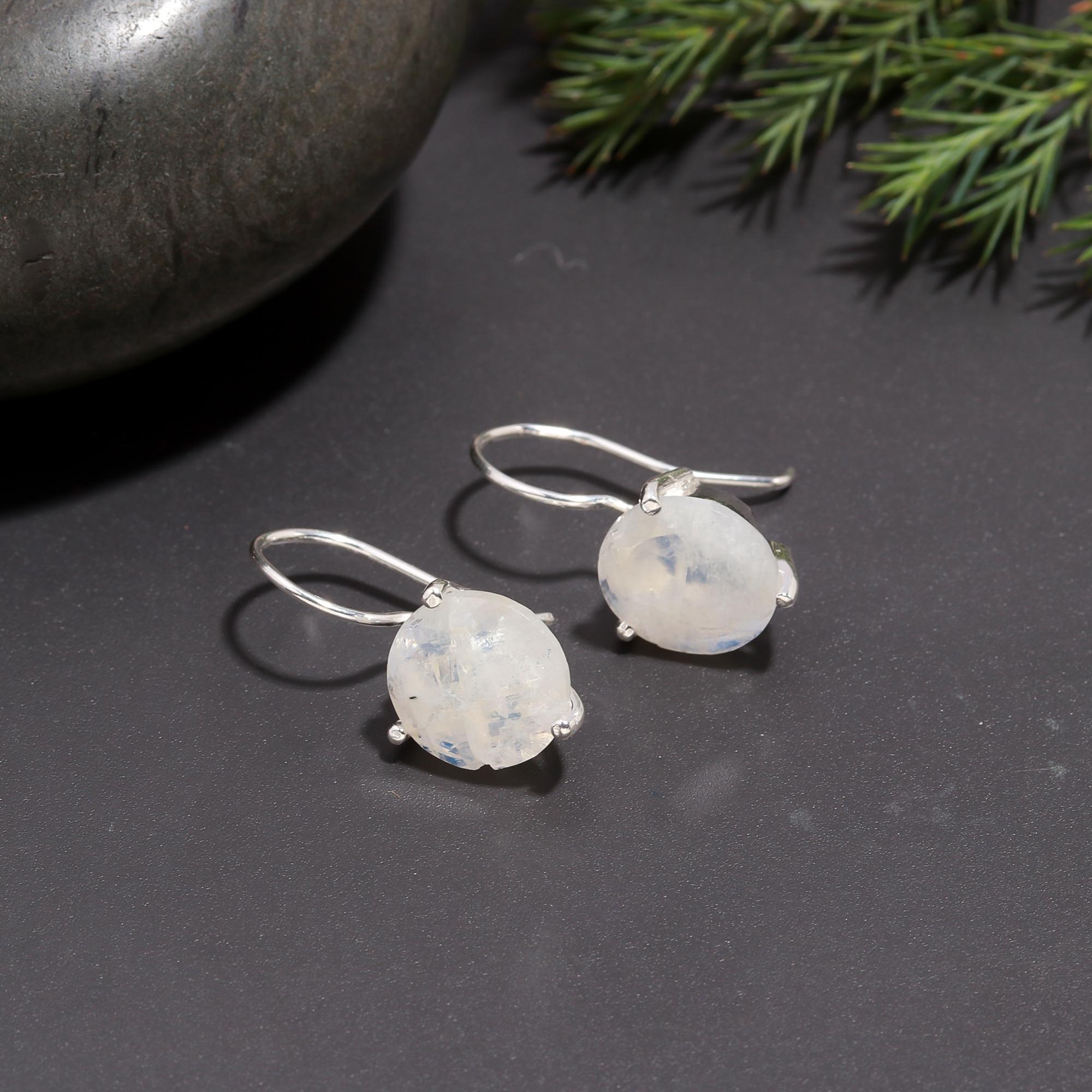 925 Silver Moonstone Dangle Earrings