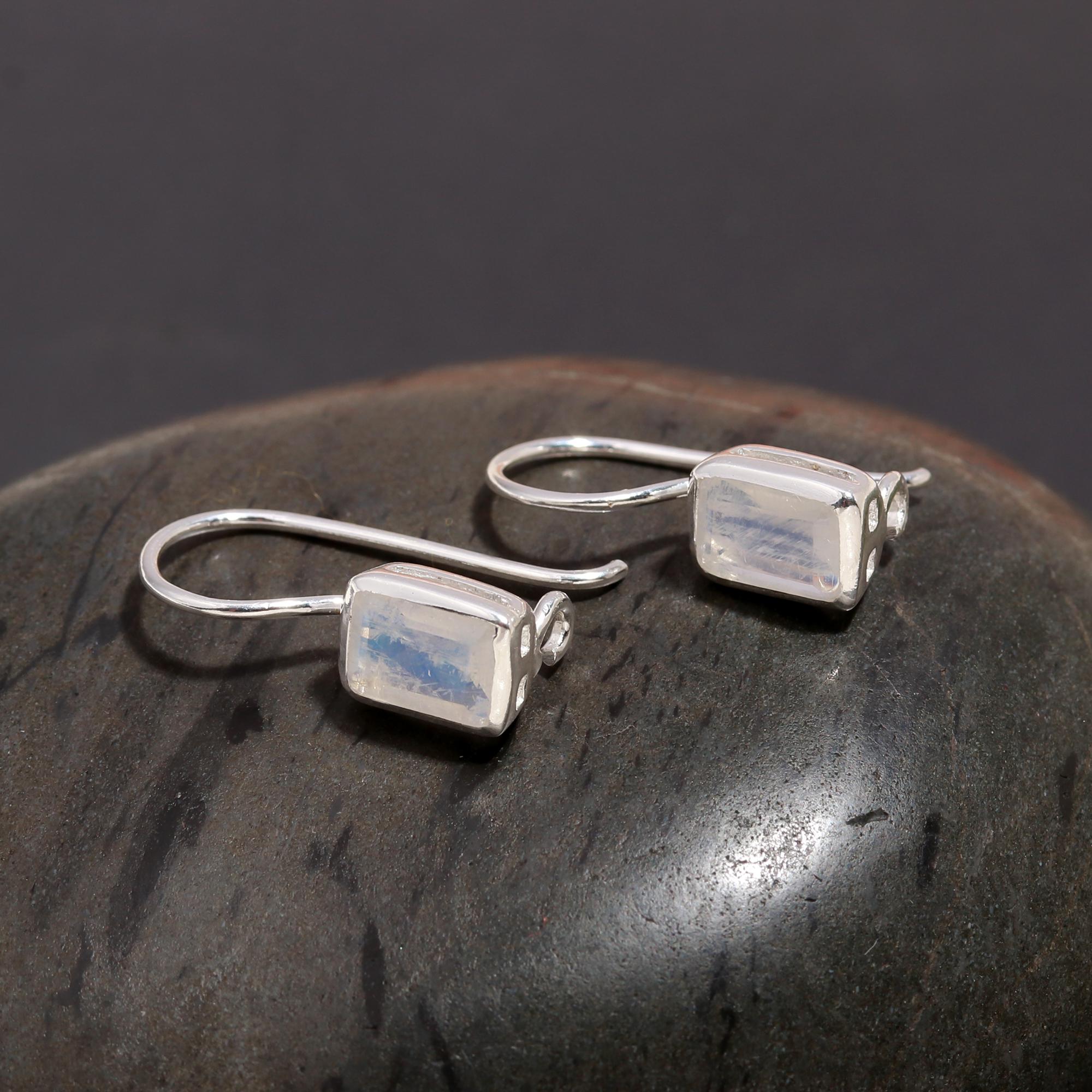 925 Silver Moonstone Dangle Earrings