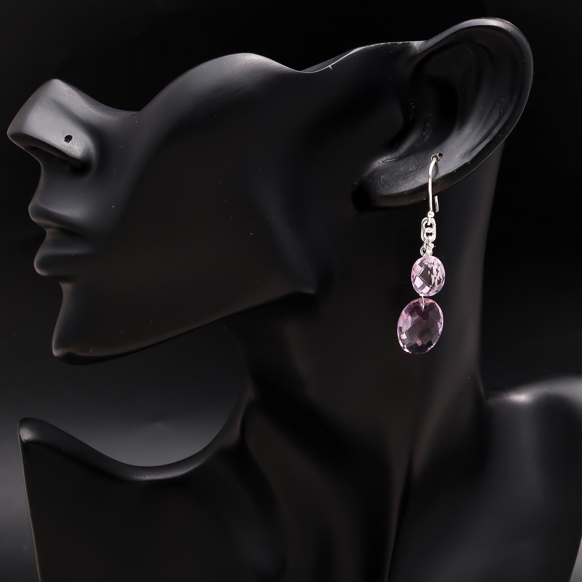 925 Silver Faceted Amethyst Dangle Earrings