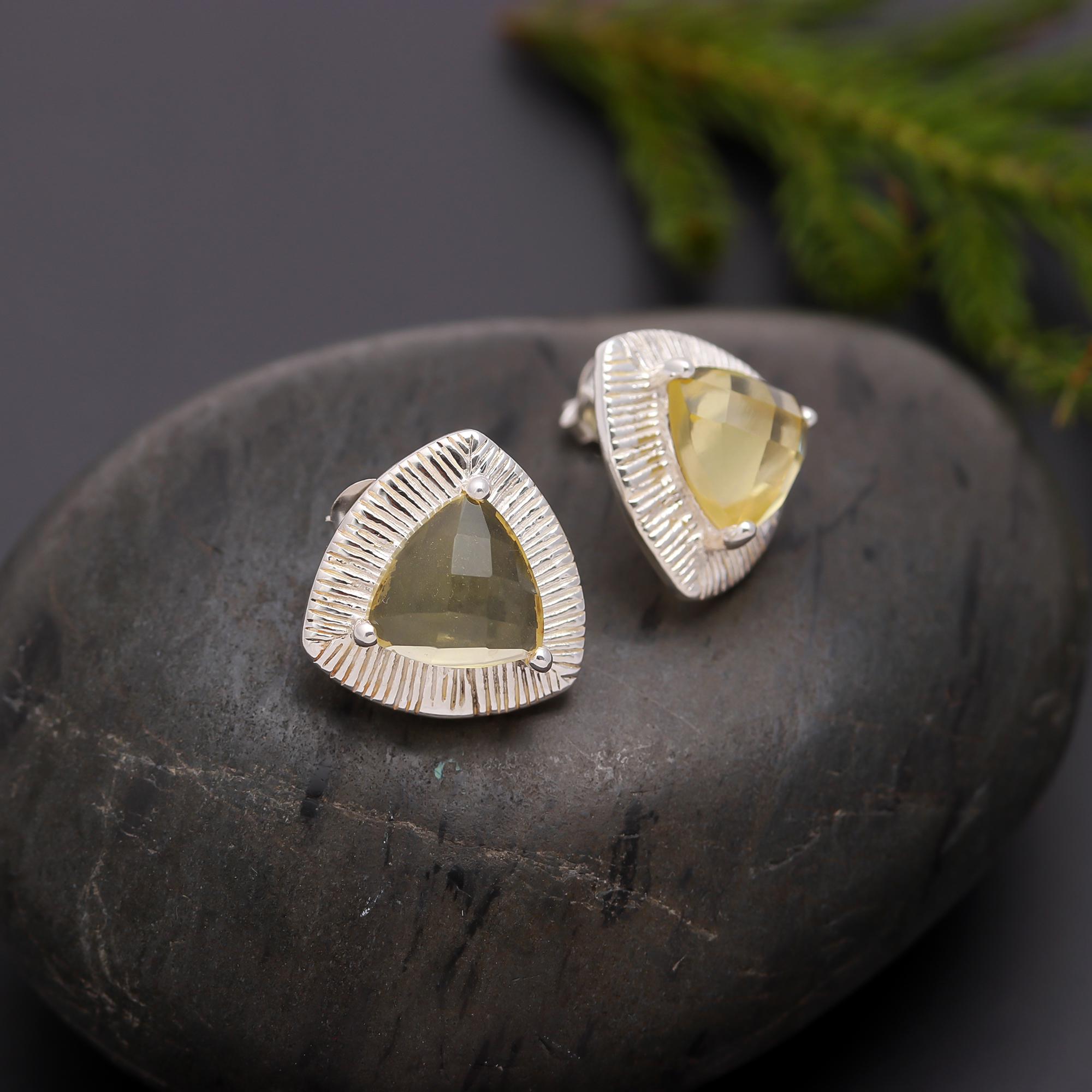 925 Silver Citrine Stud Earrings