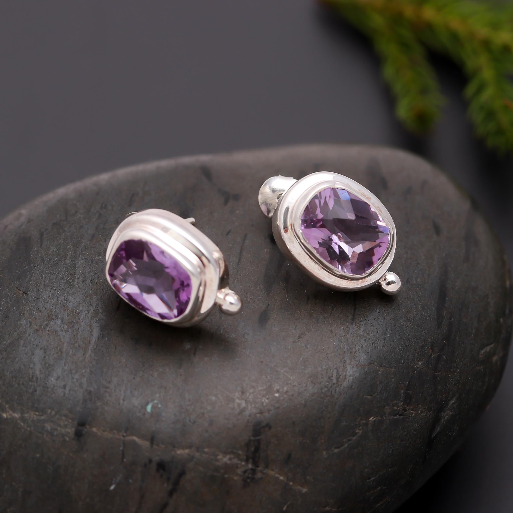 925 Silver Amethyst Stud Earrings