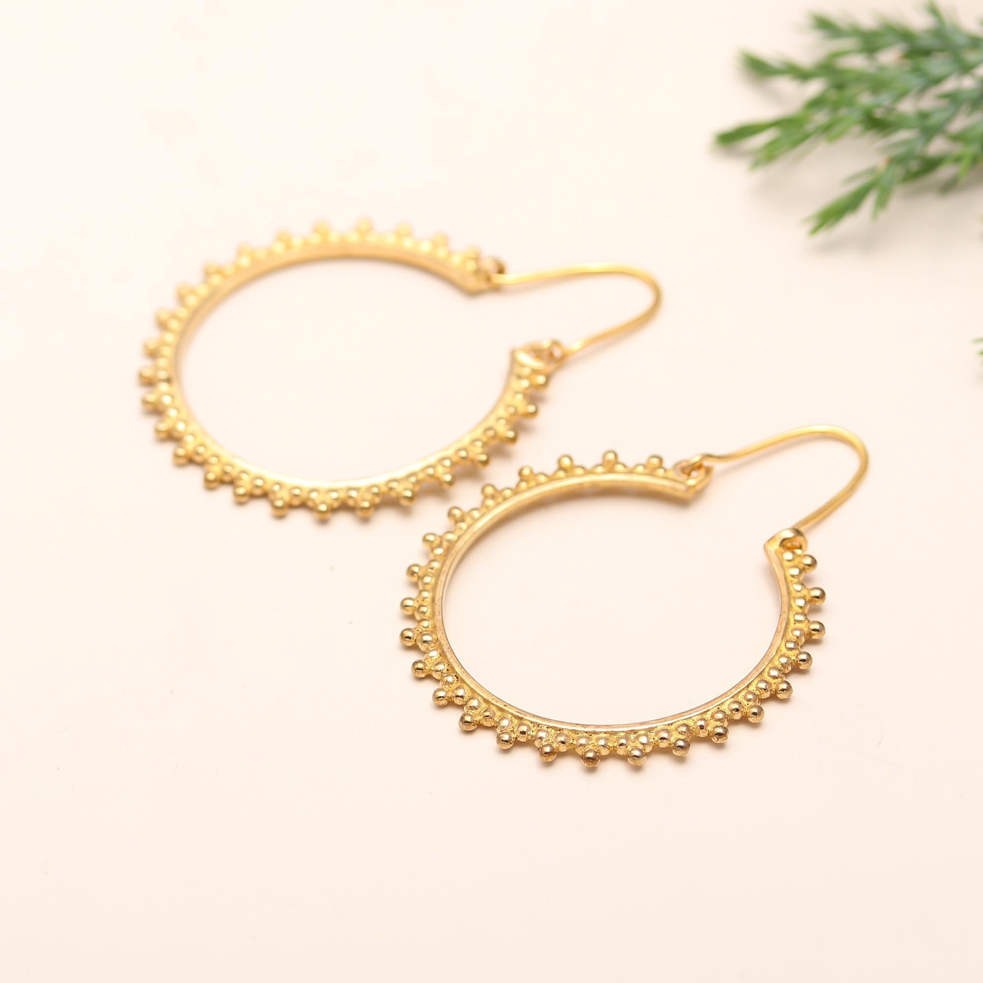 925 Silver Textured Beaded Hoop Earrings