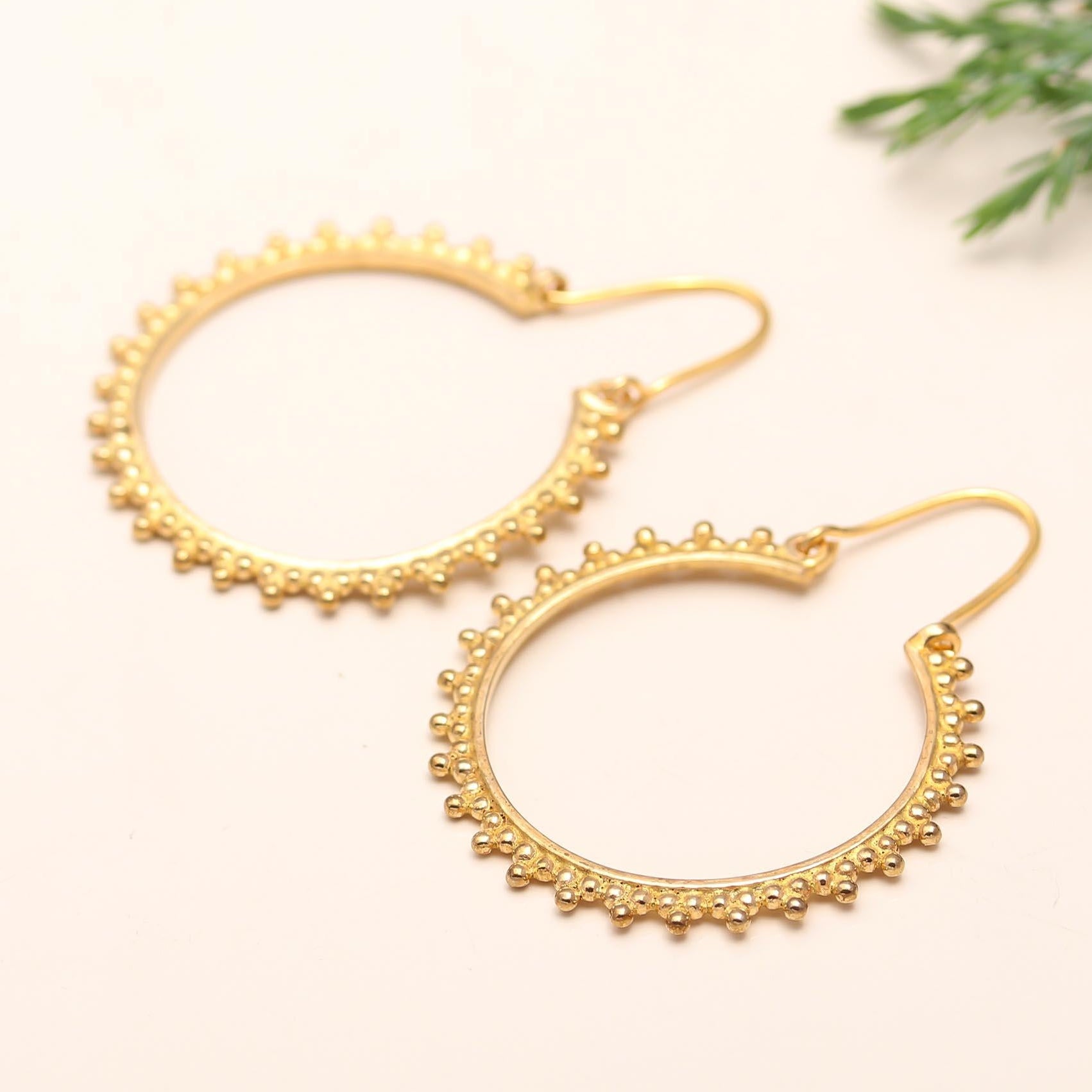 The Golden Halo: Granulated Beaded Hoop Earrings