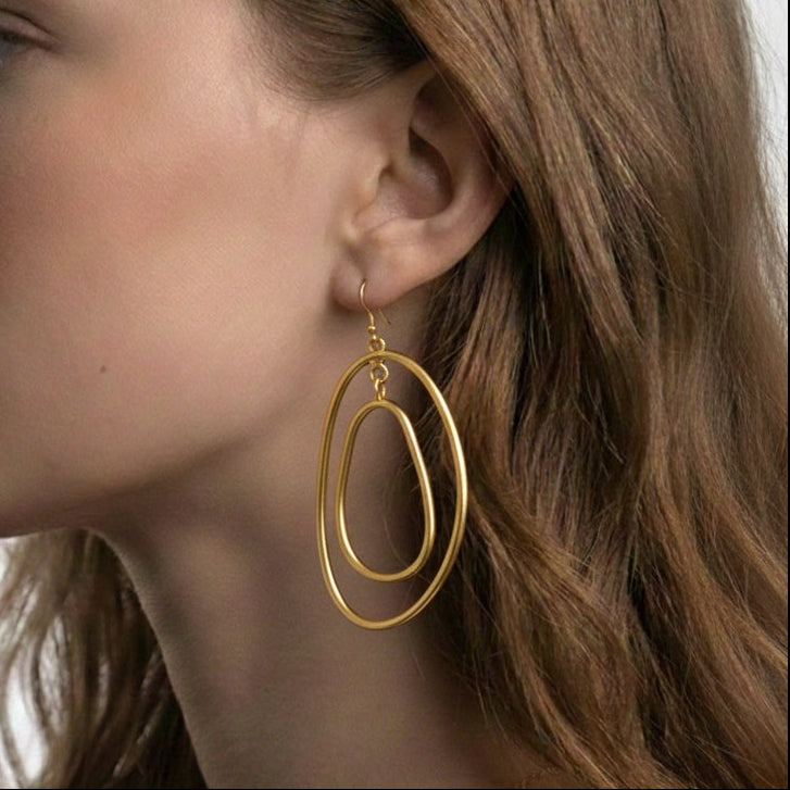 The Golden Orbit: Double Oval Link Earrings
