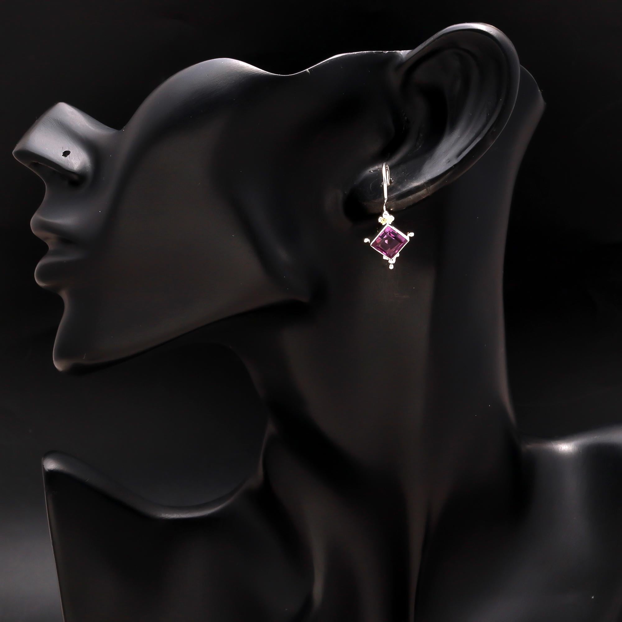 925 Silver Amethyst Dangle Earrings