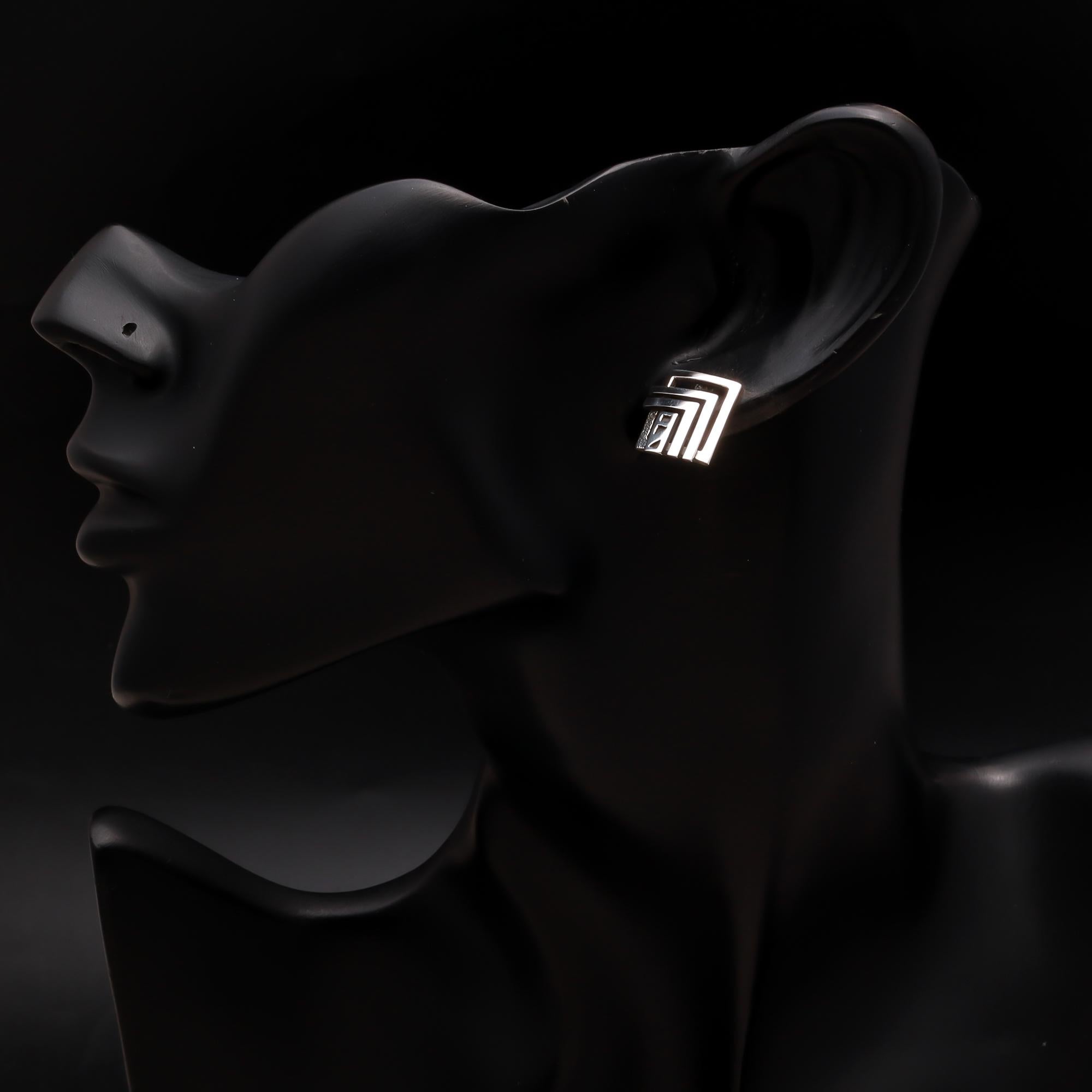 925 Silver Square Design Stud Earrings