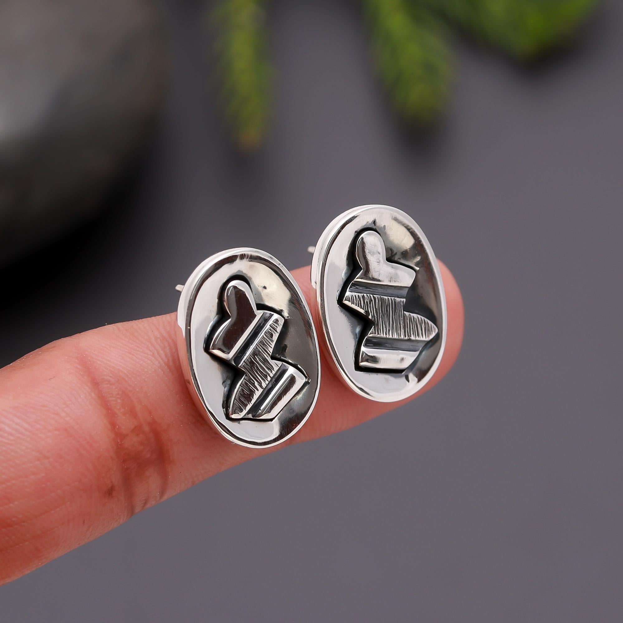 925 Silver Textured Oval Stud Earrings