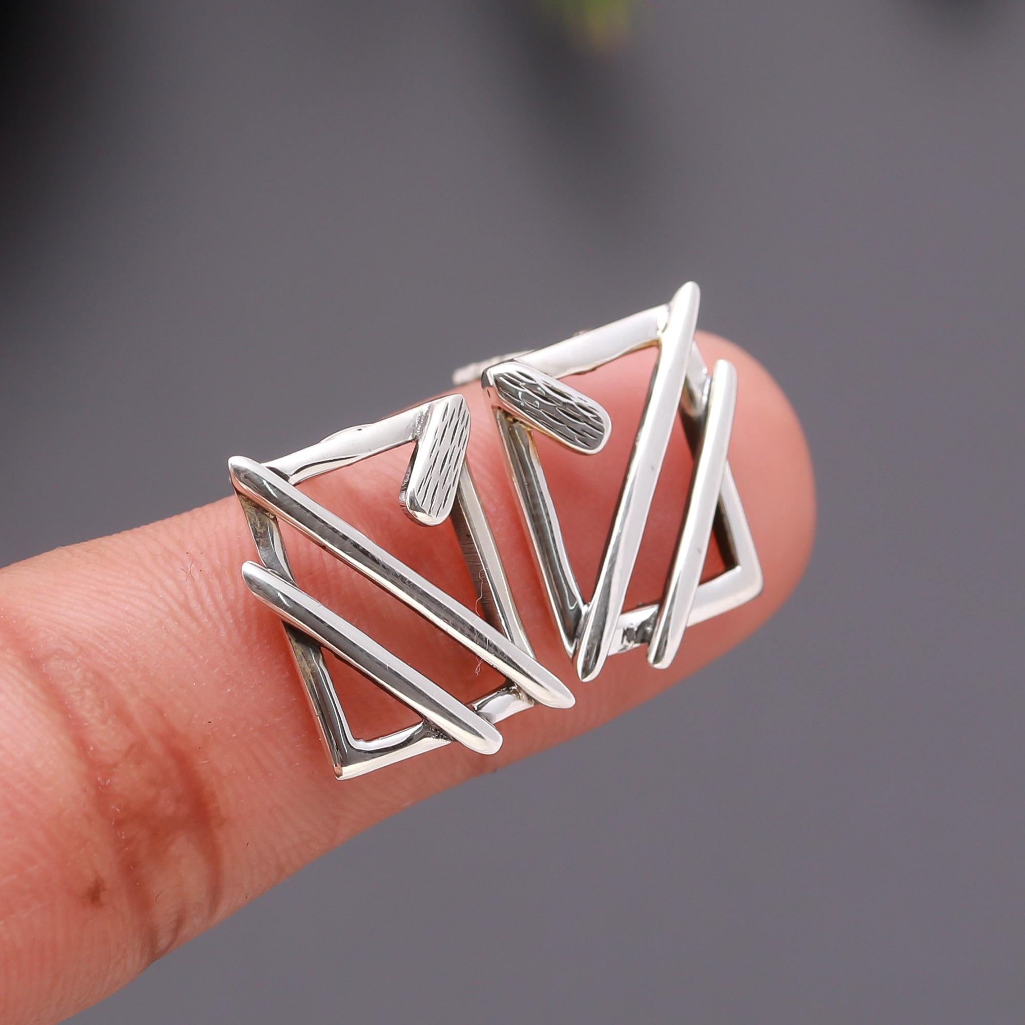 925 Silver Abstract Geometric Stud Earrings