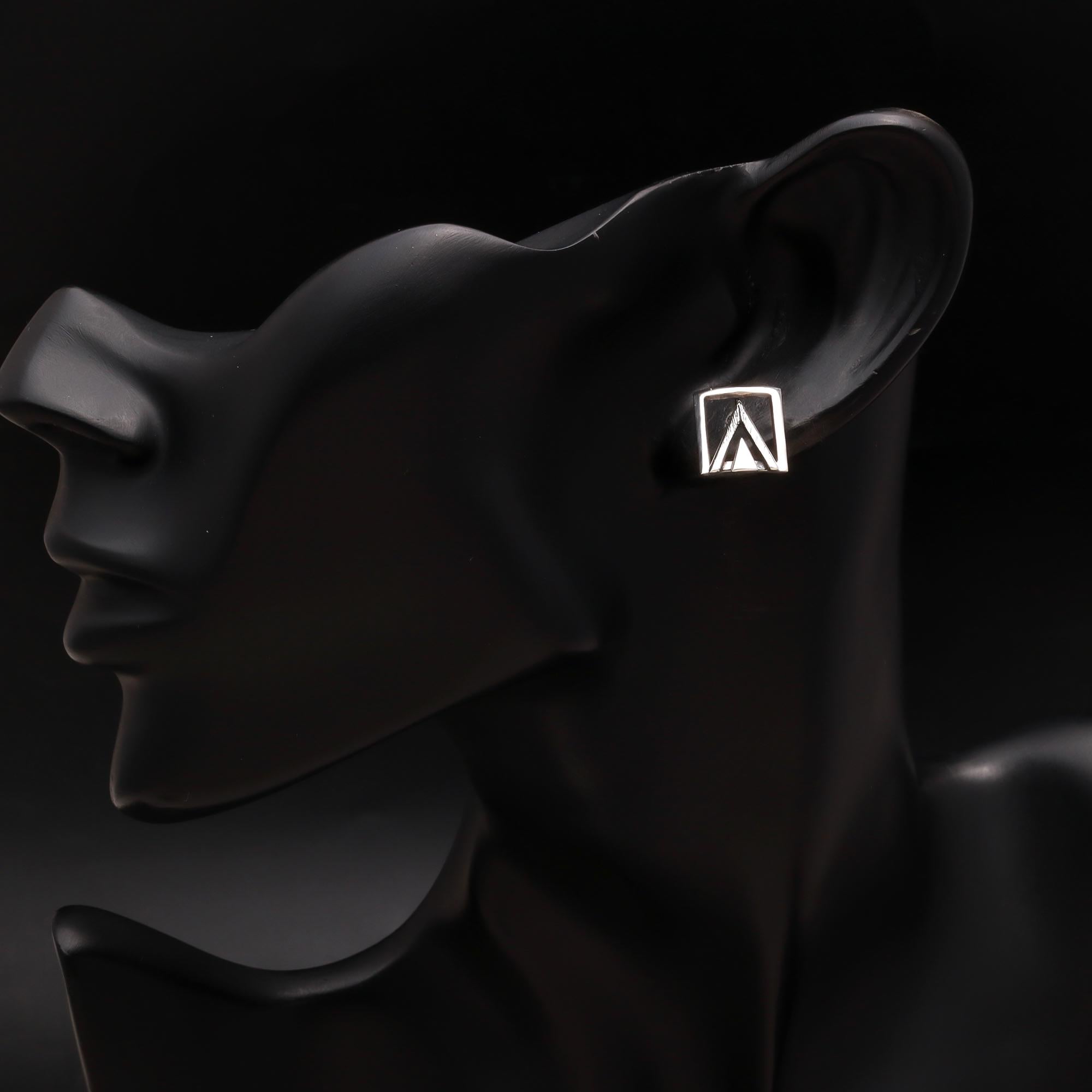 925 Silver Triangle Frame Stud Earrings