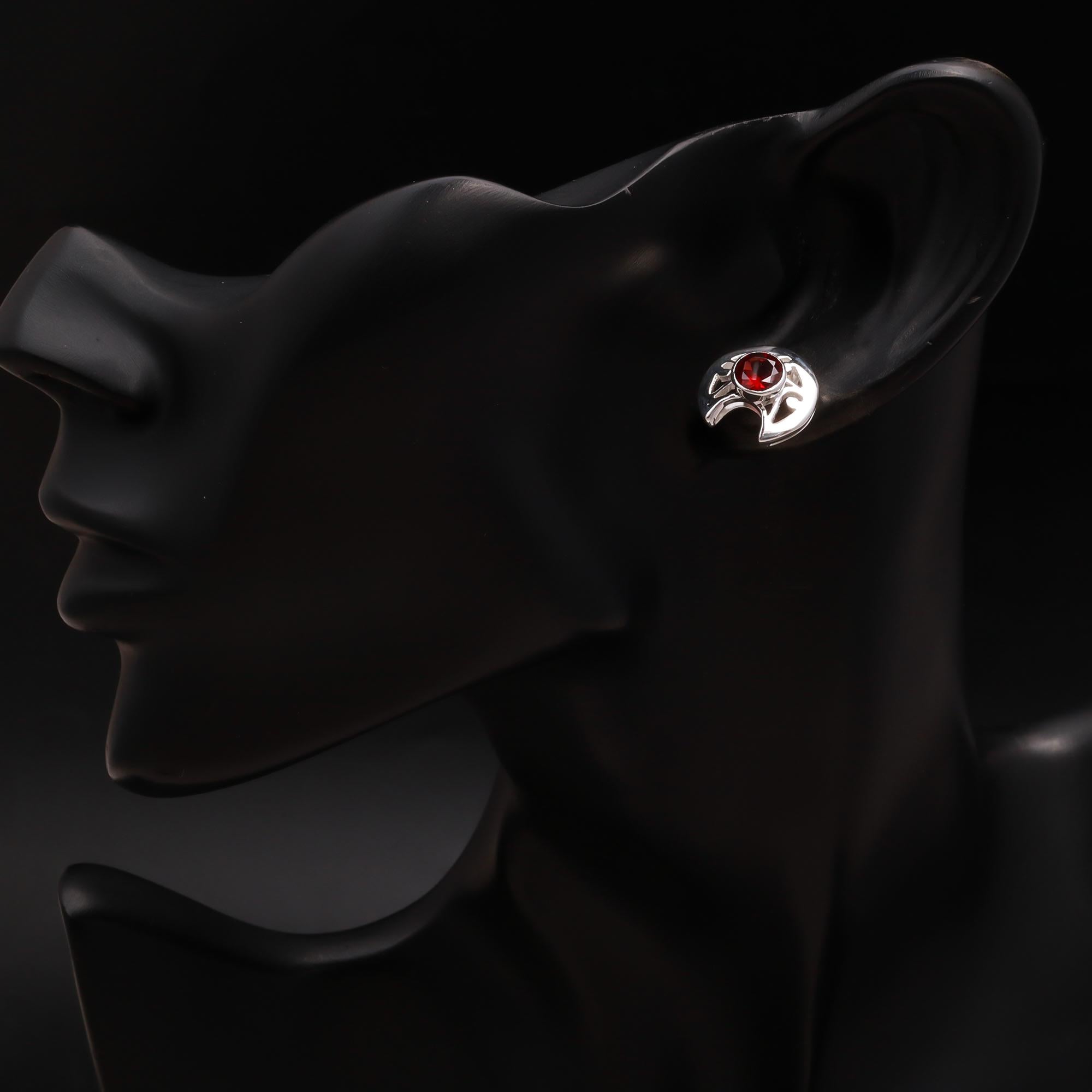 925 Silver Garnet Stud Earrings