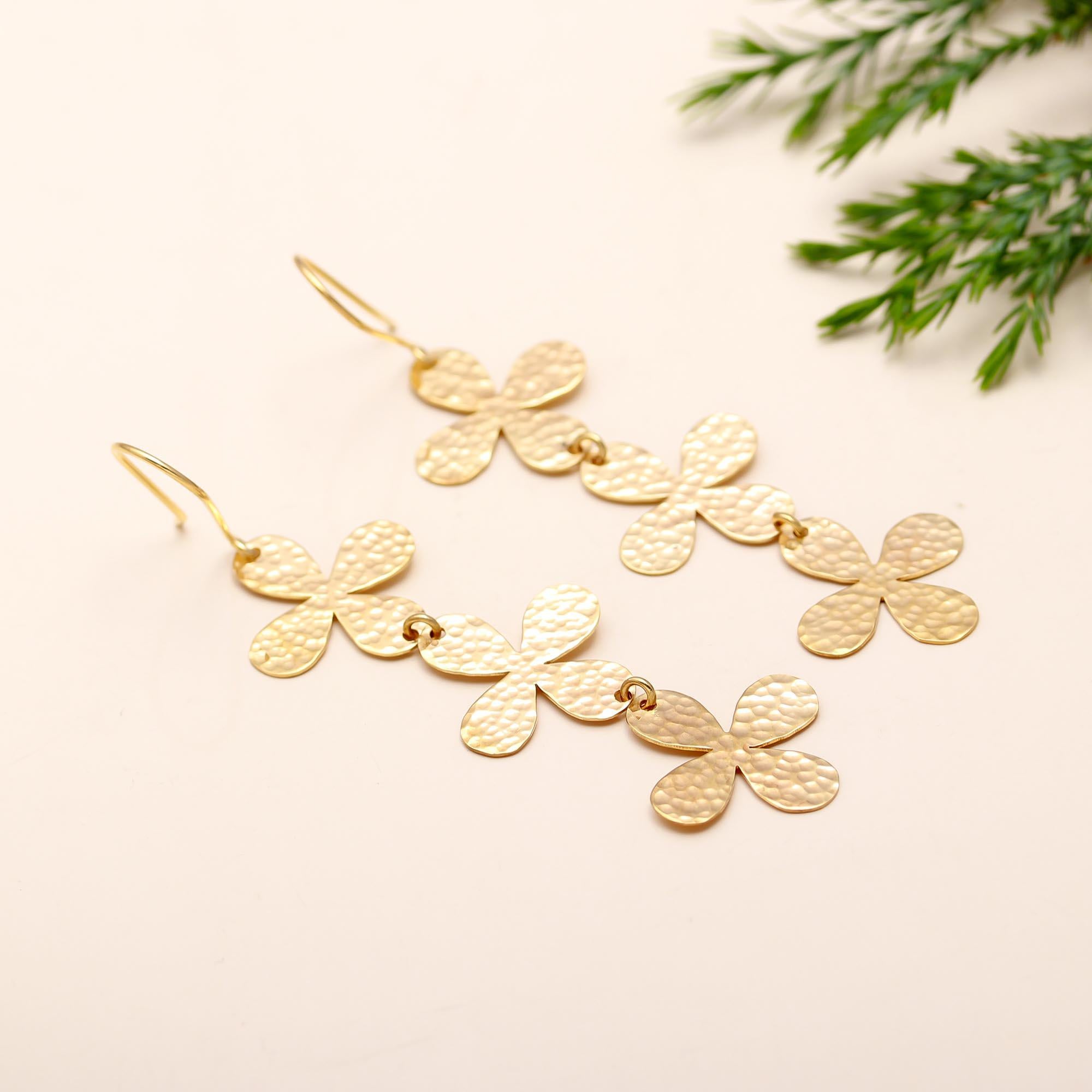 925 Silver Floral Dangle Earrings