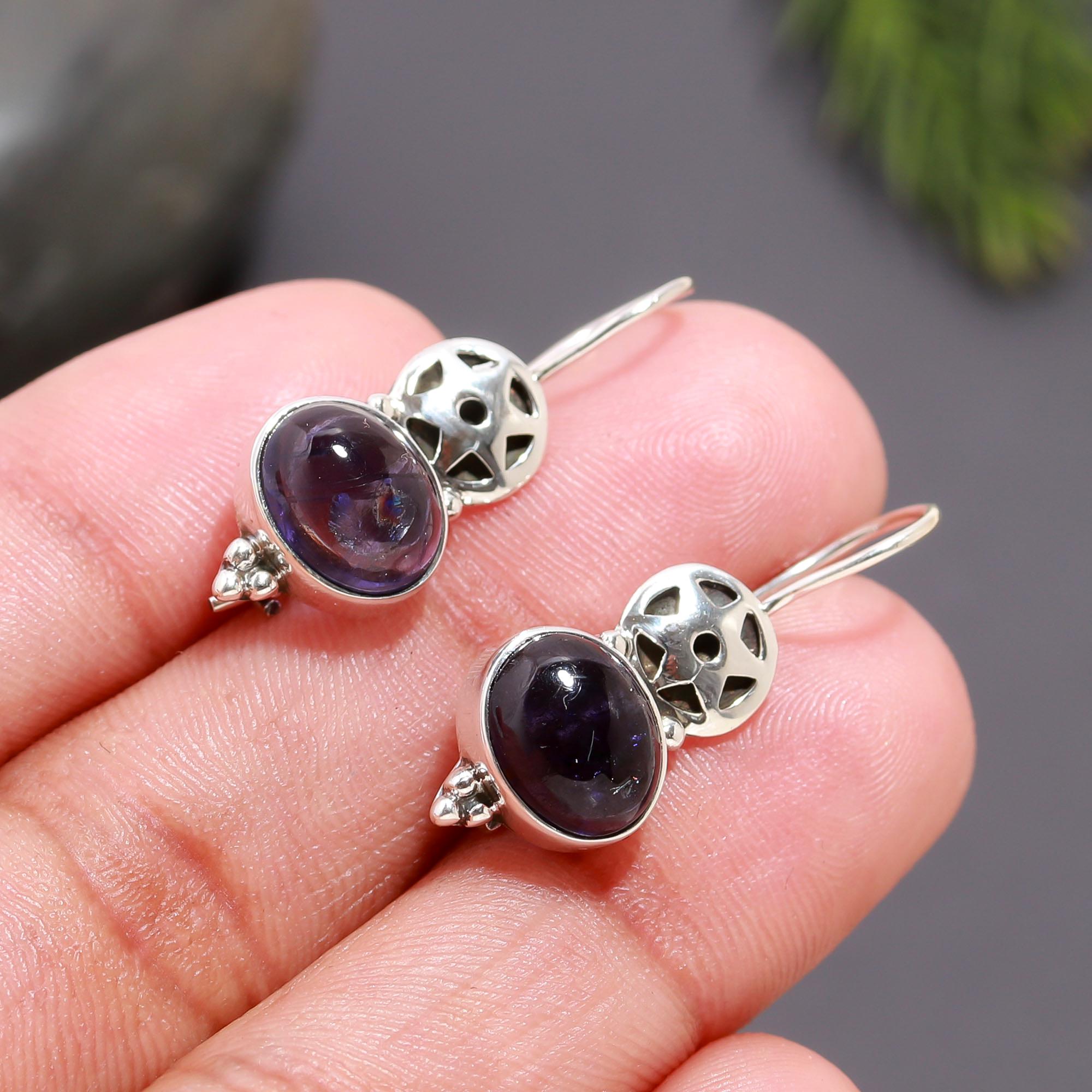 925 Silver Amethyst Filigree Dangle Earrings