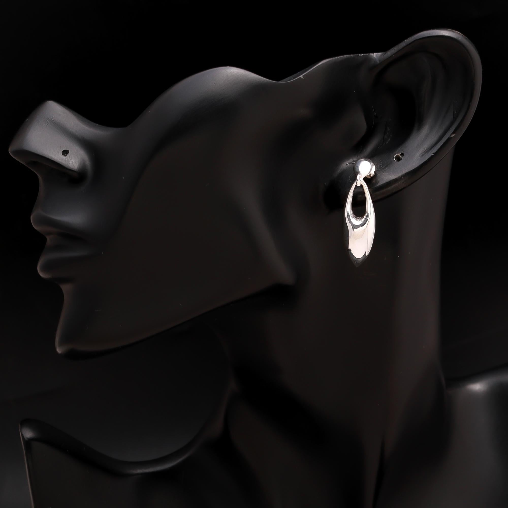 925 Silver Sleek Teardrop Drop Earrings