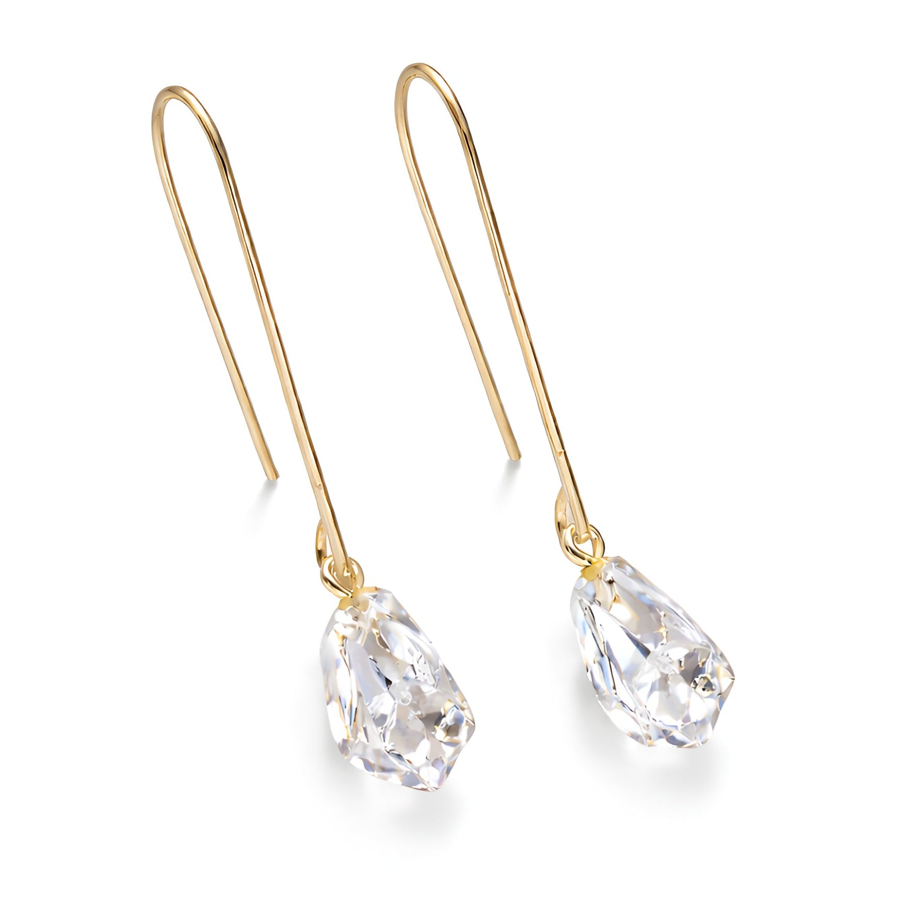 The Arctic Prism: Raw Herkimer Diamond & Silver Arch Earrings