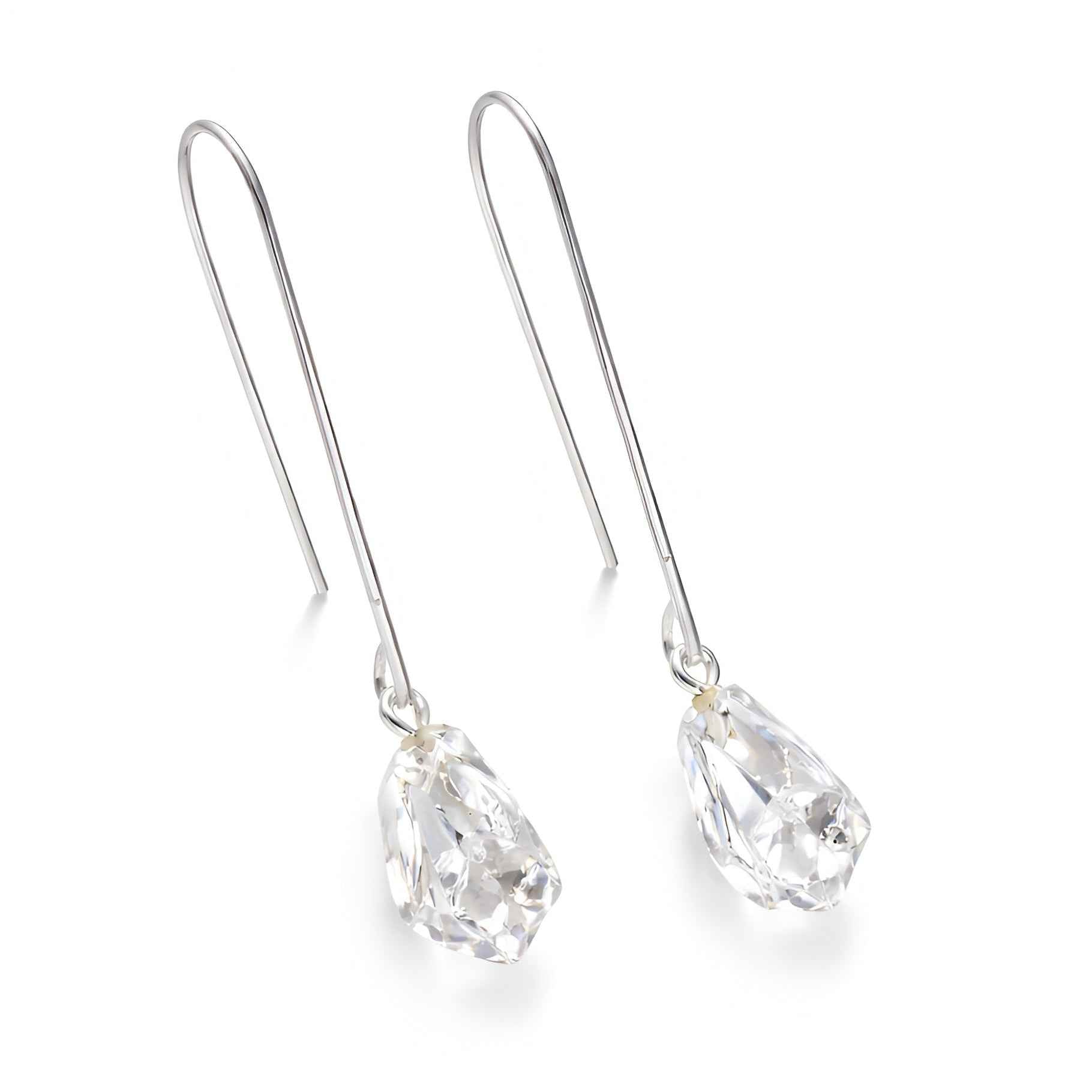 The Arctic Prism: Raw Herkimer Diamond & Silver Arch Earrings