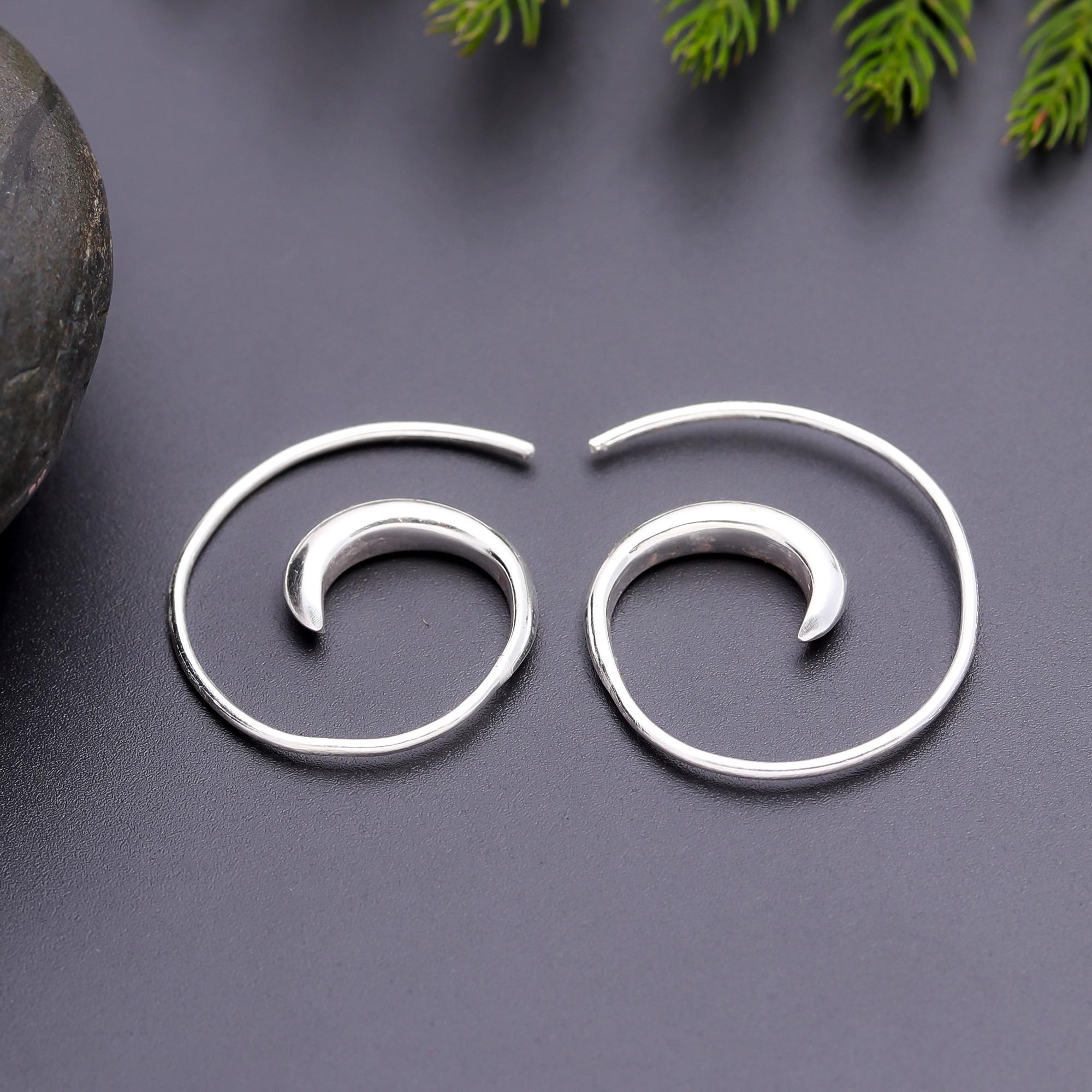 925 Silver Spiral Hoop Earrings