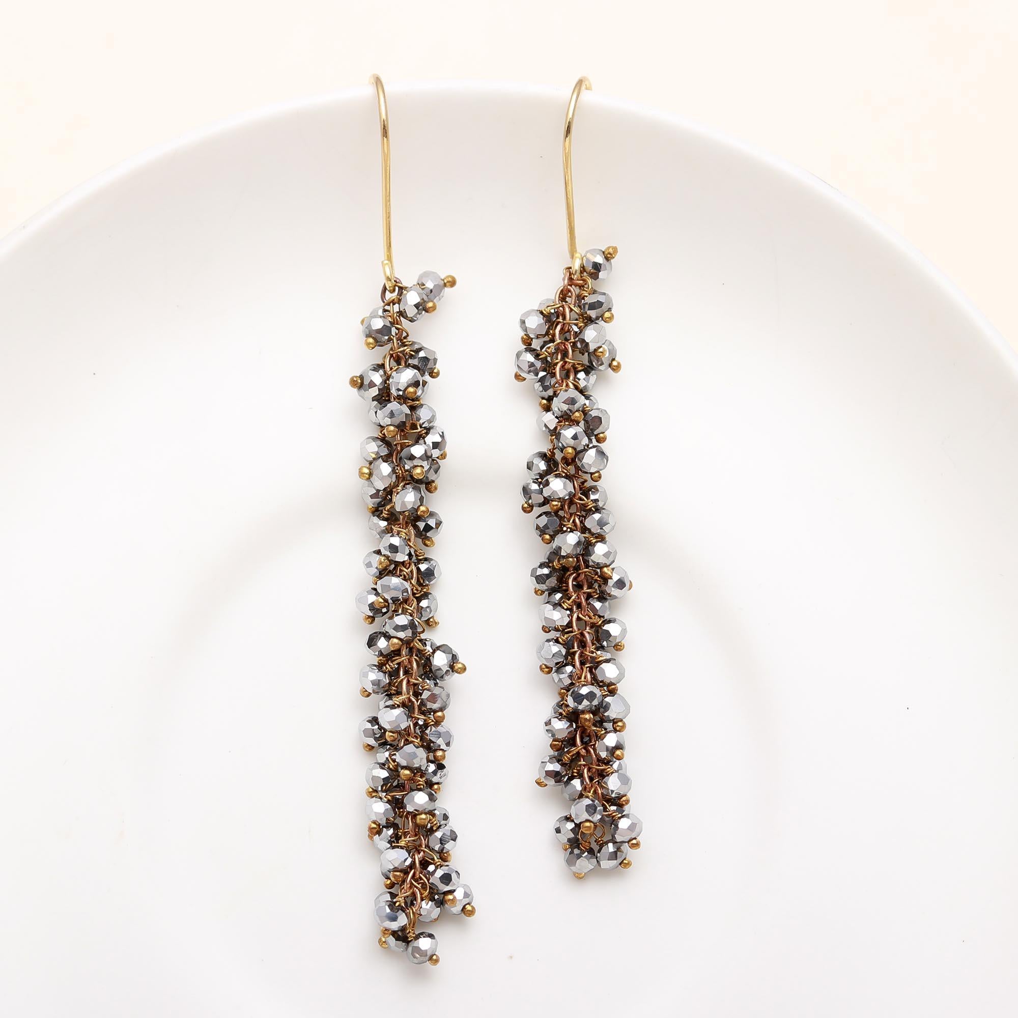 Brass Seed Bead Grapevine Earrings Hypoallergenic