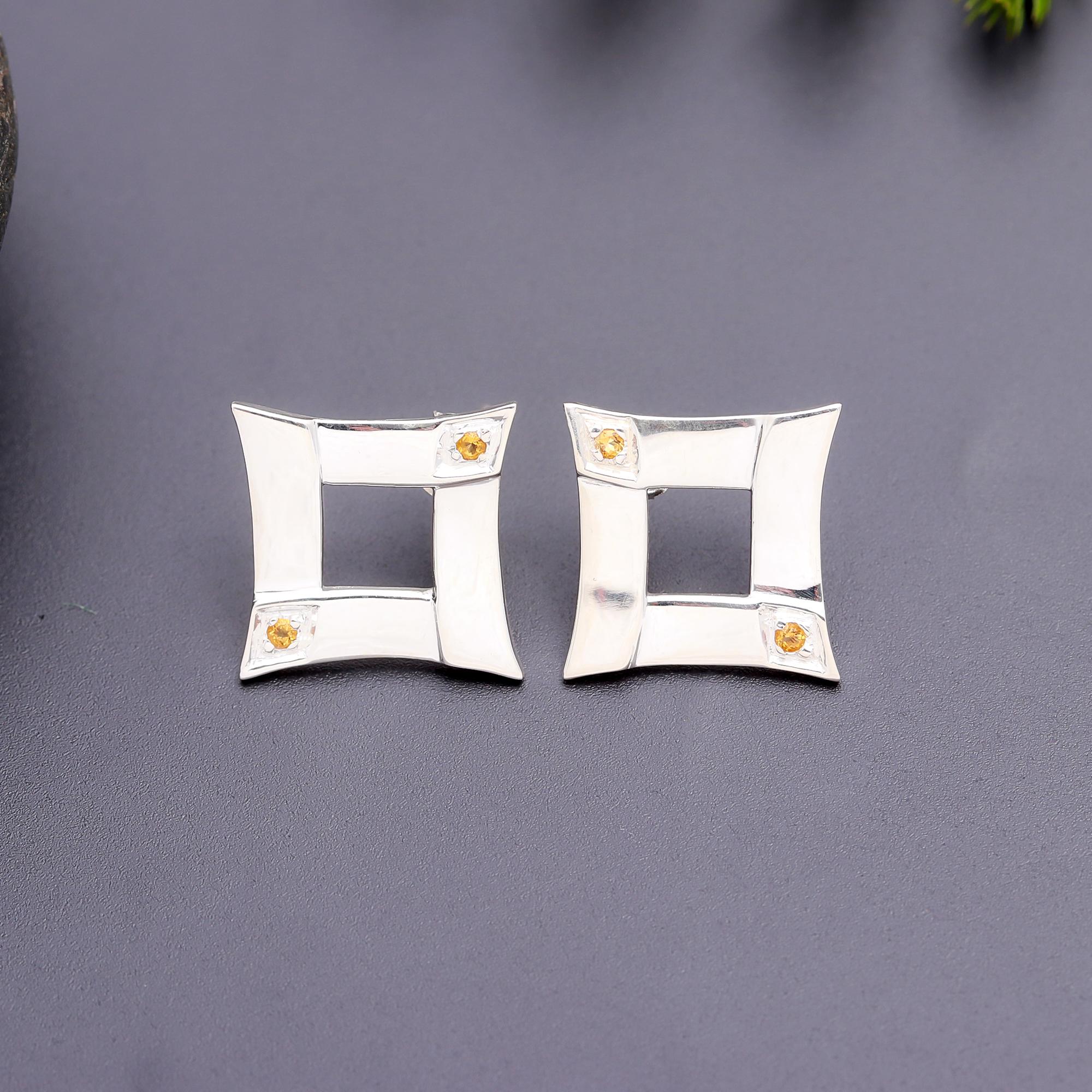925 Silver Square Open Stud Earrings