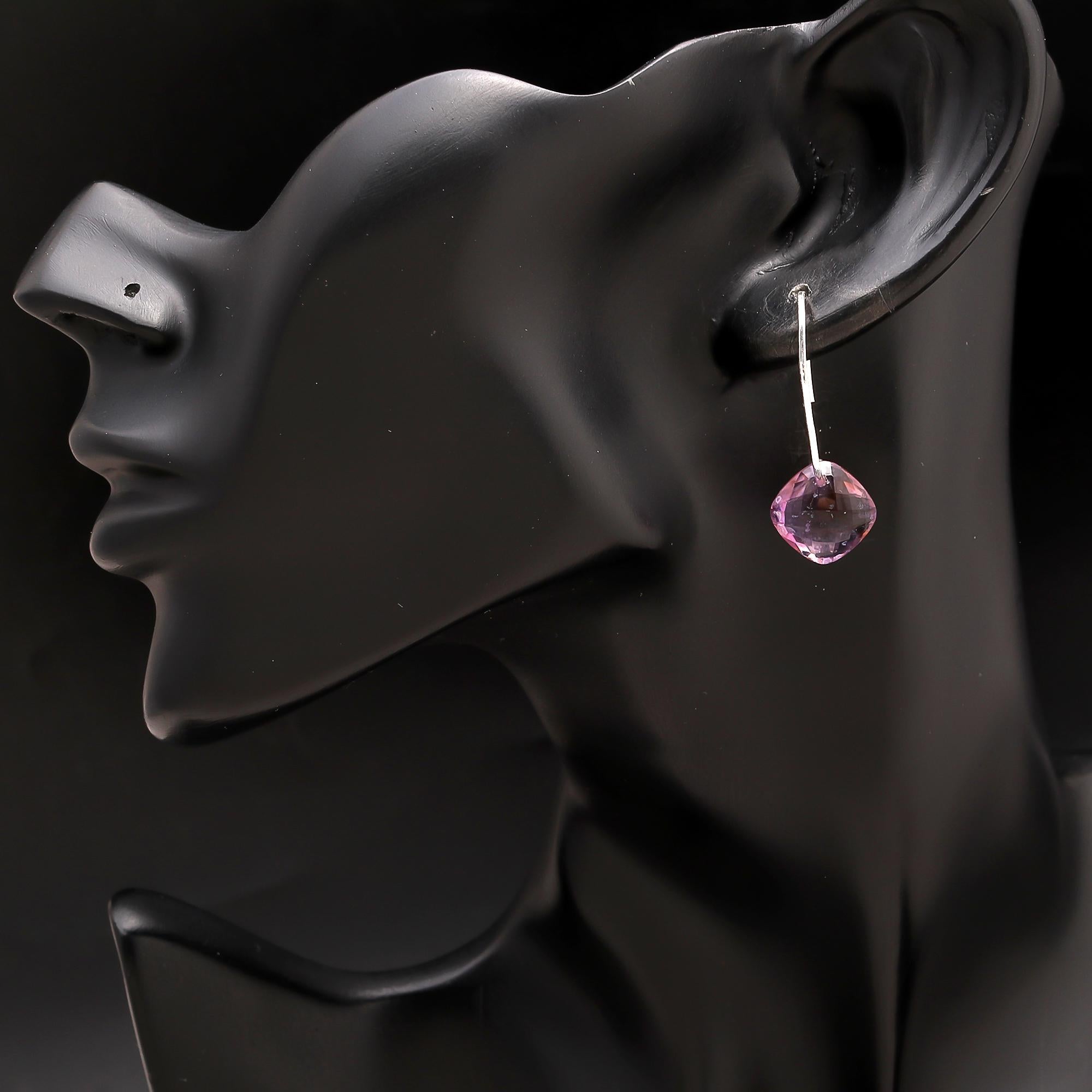 925 Silver Faceted Amethyst Dangle Earrings