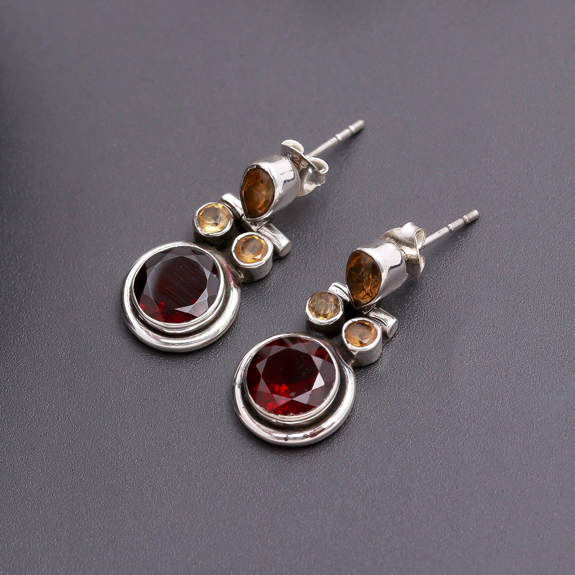 925 Silver Multi-Stone Drop Earrings