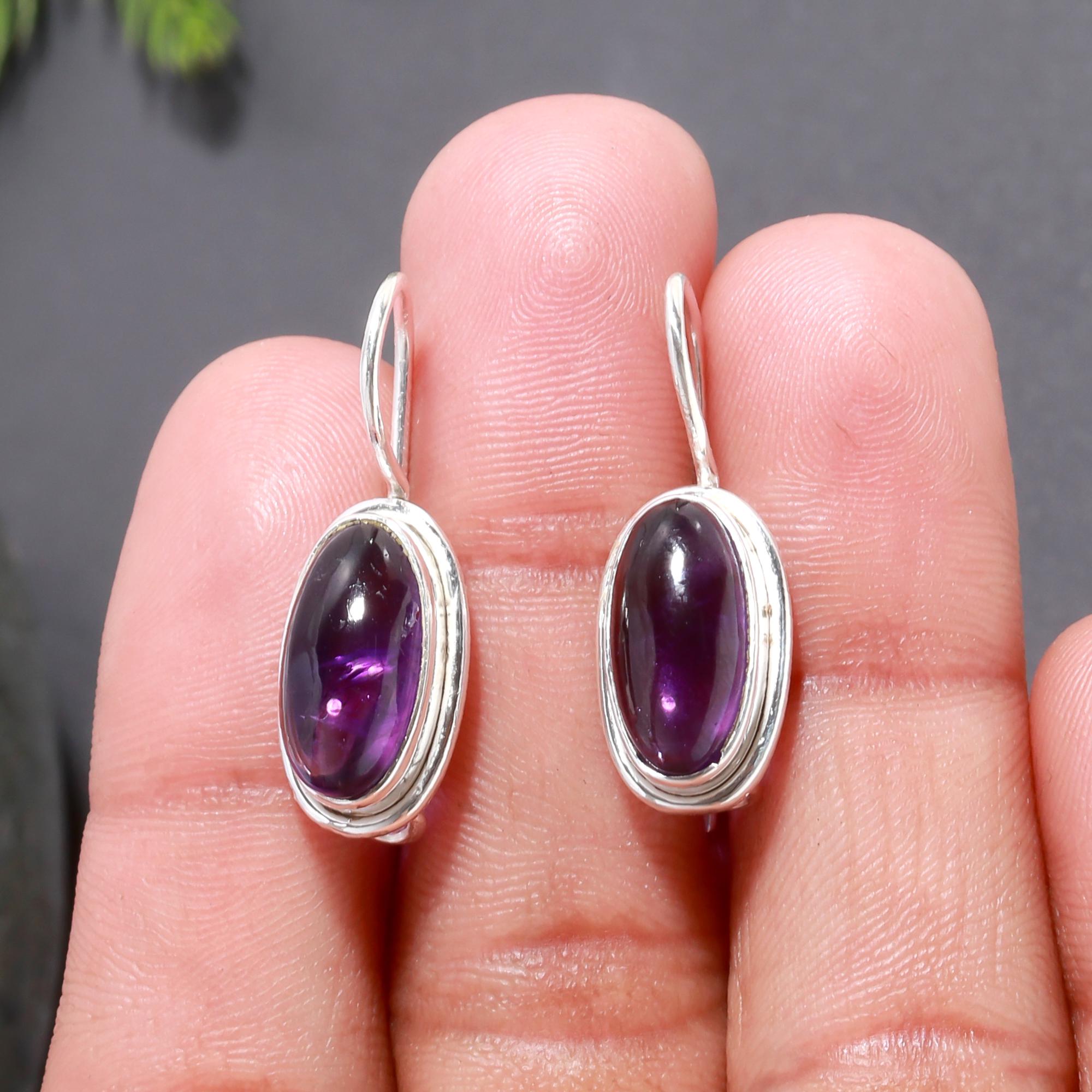 925 Silver Amethyst Dangle Earrings