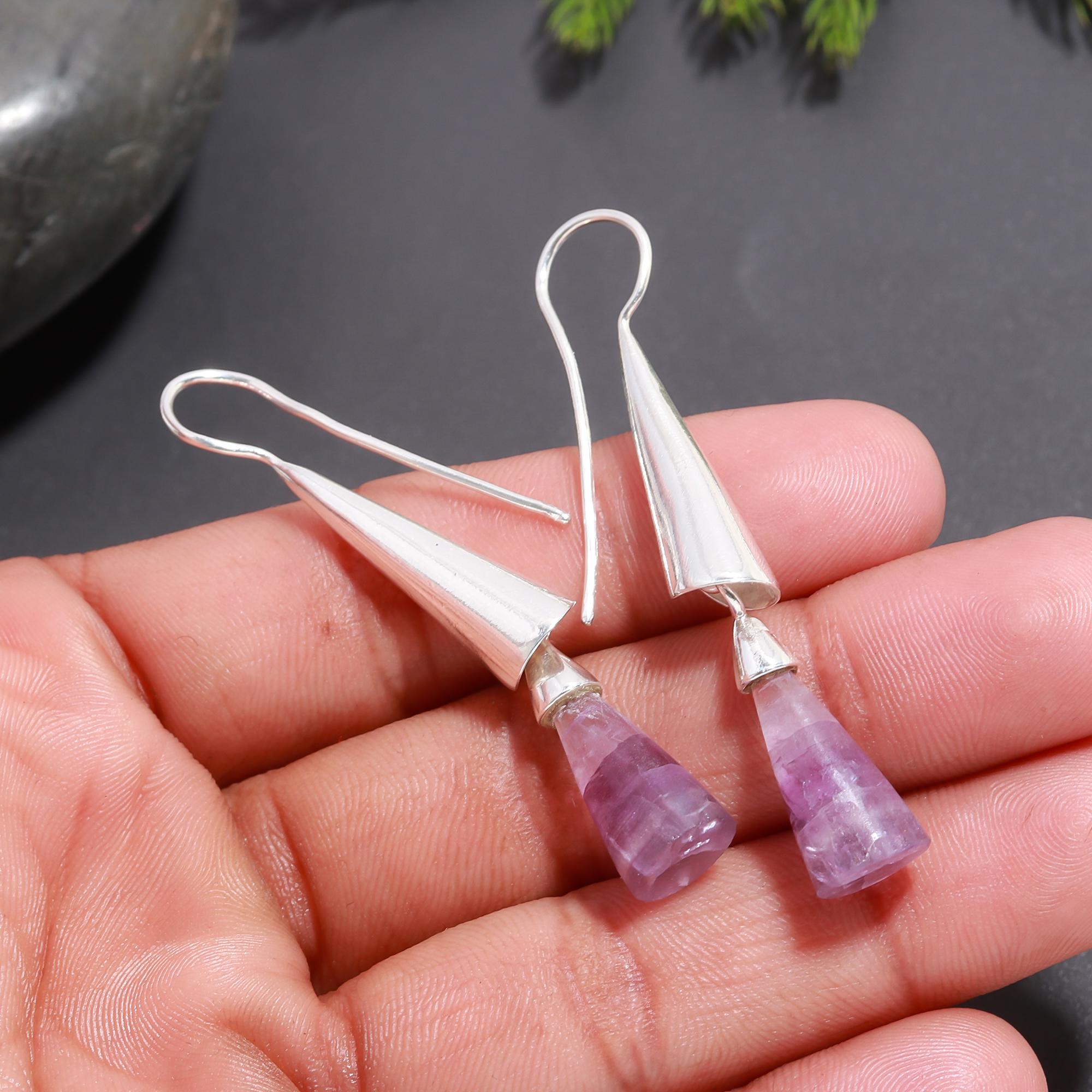 925 Silver Amethyst Dangle Earrings