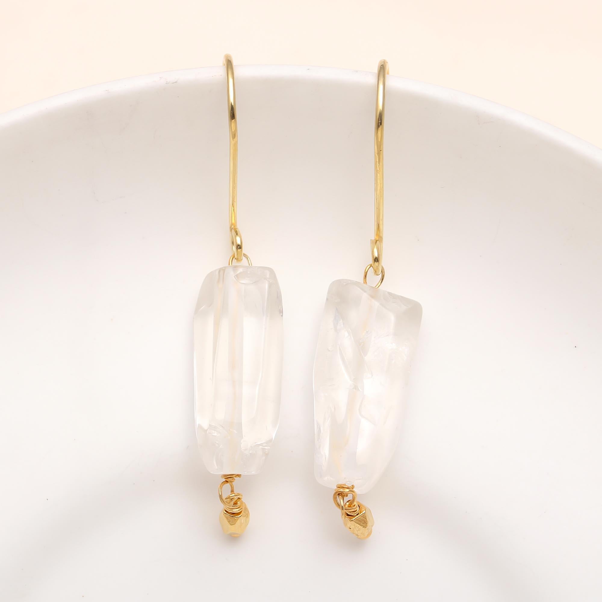 925 Silver Crystal Quartz Dangle Earrings