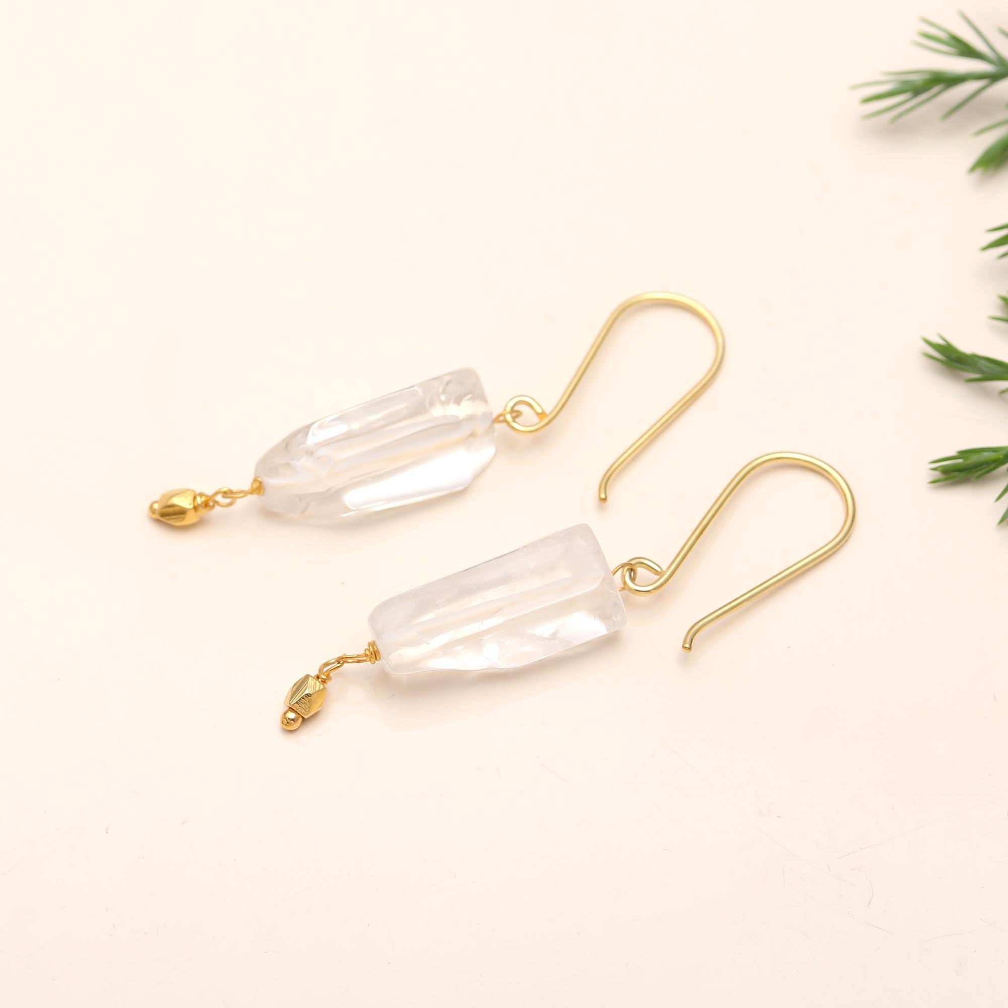 925 Silver Crystal Quartz Dangle Earrings
