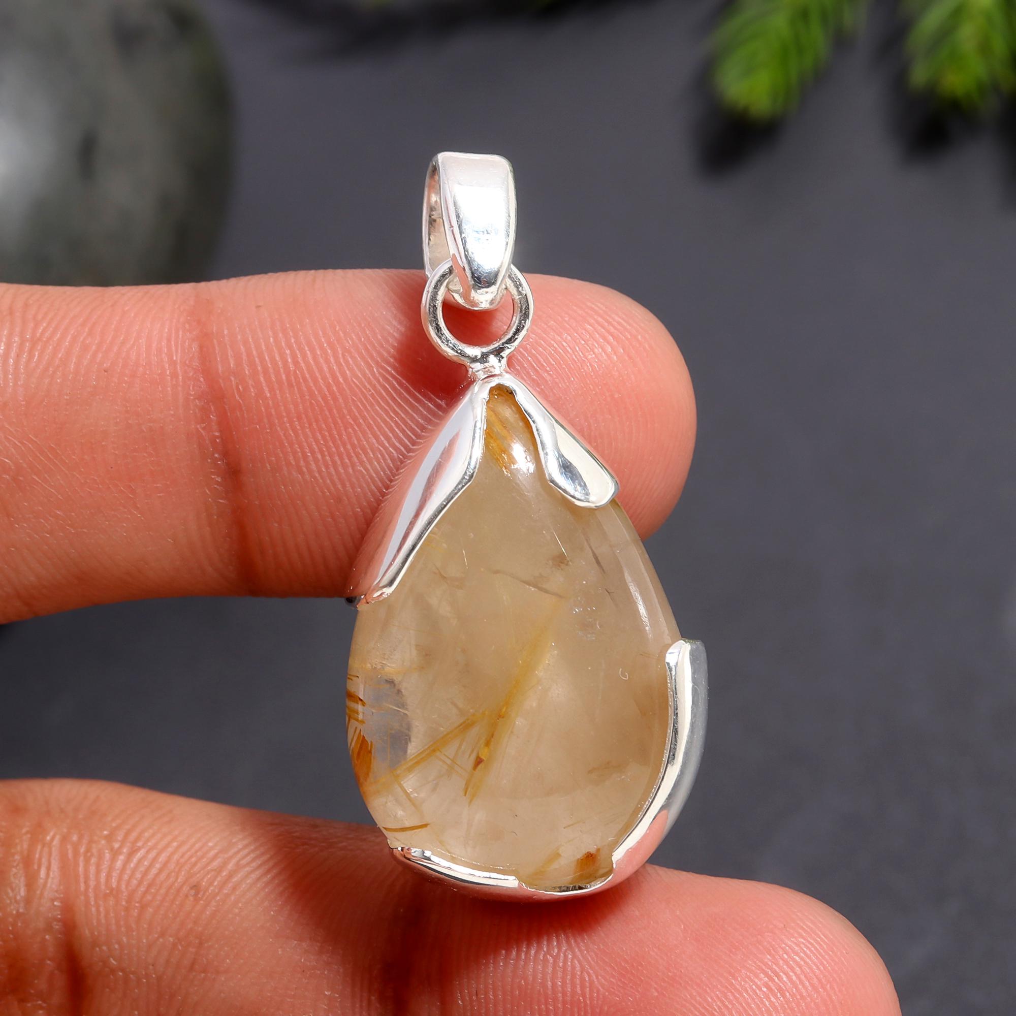 925 Silver Rutilated Quartz Pendant