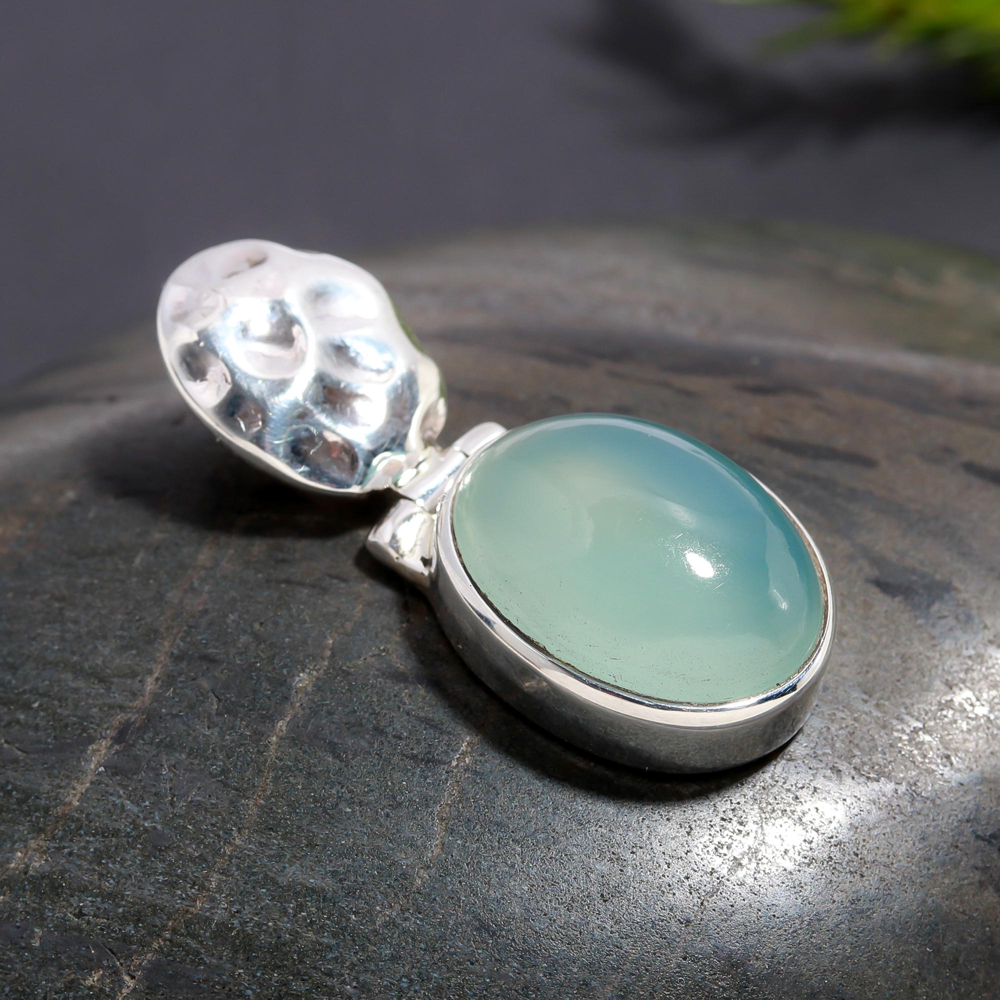 925 Silver Blue Chalcedony Pendant