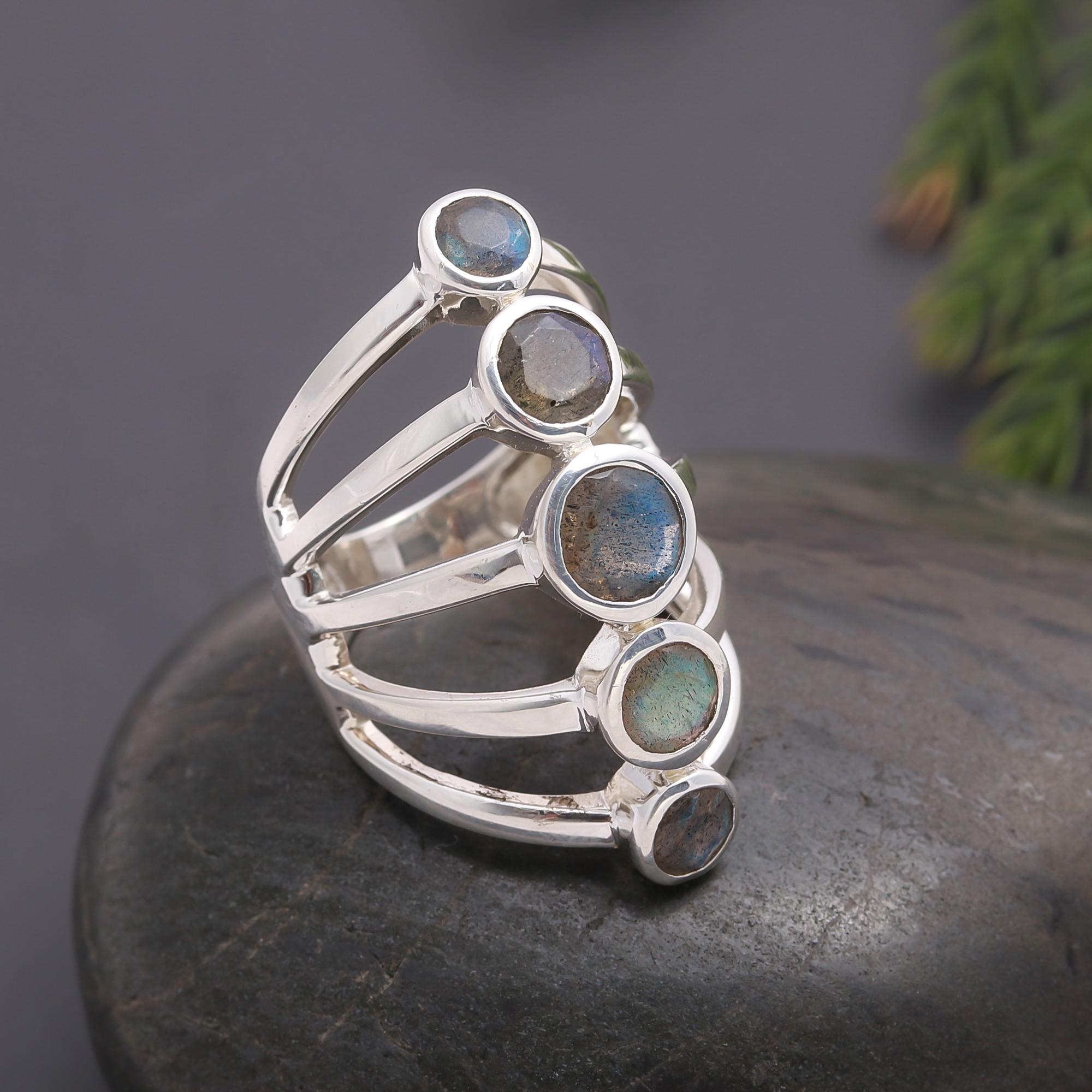 925 Silver Labradorite Statement Ring