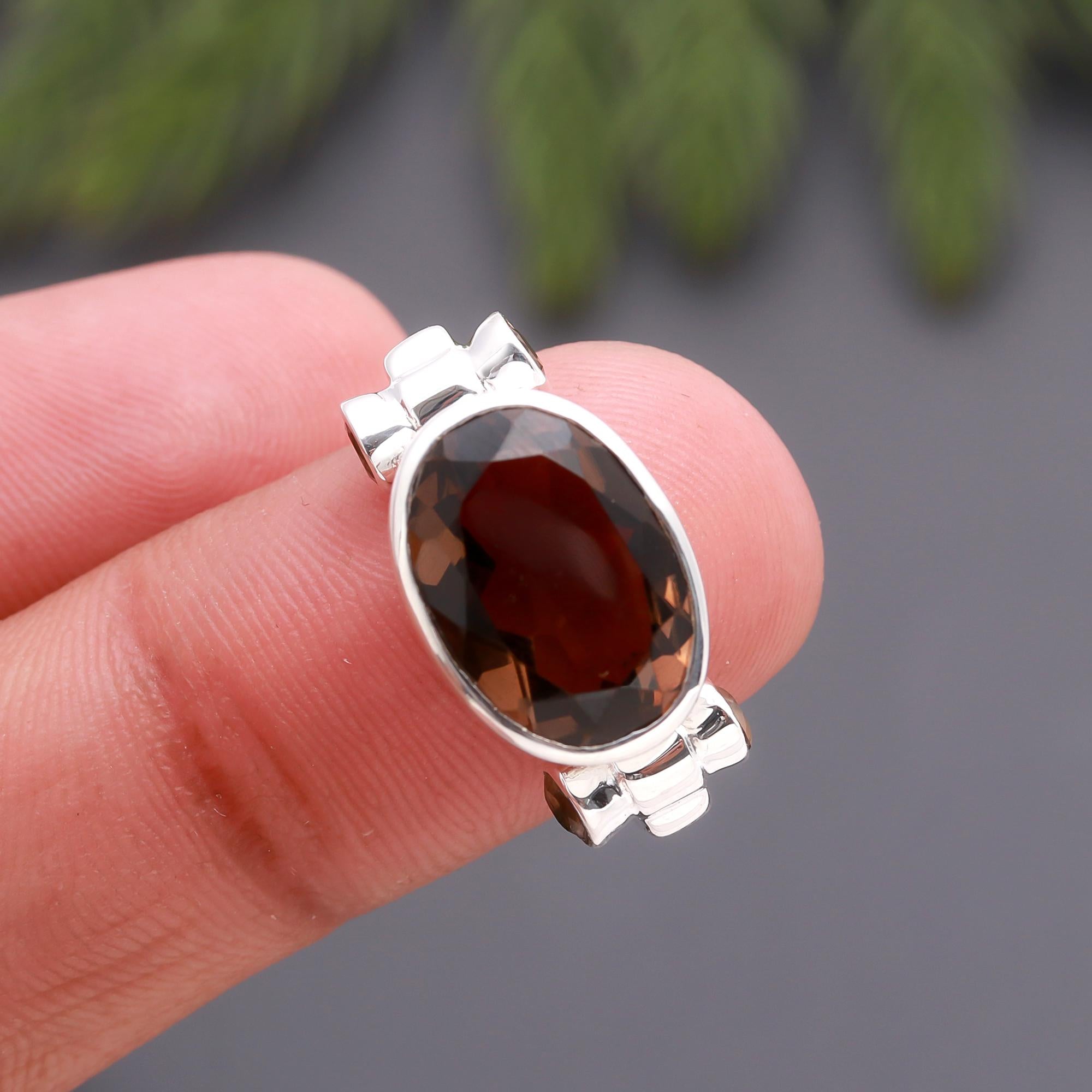 925 Silver Smoky Quartz Ring