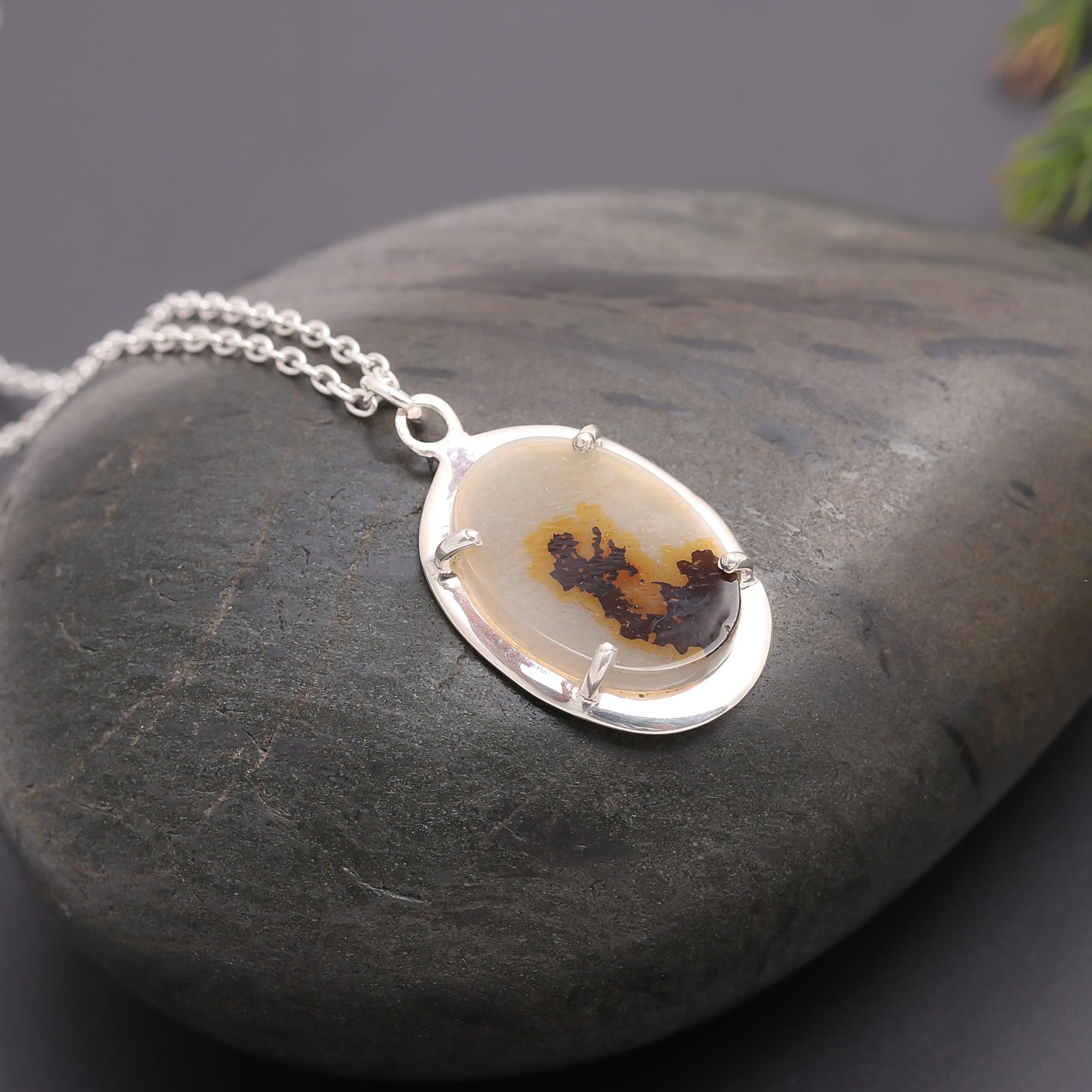 925 Silver Dendritic Agate Necklace