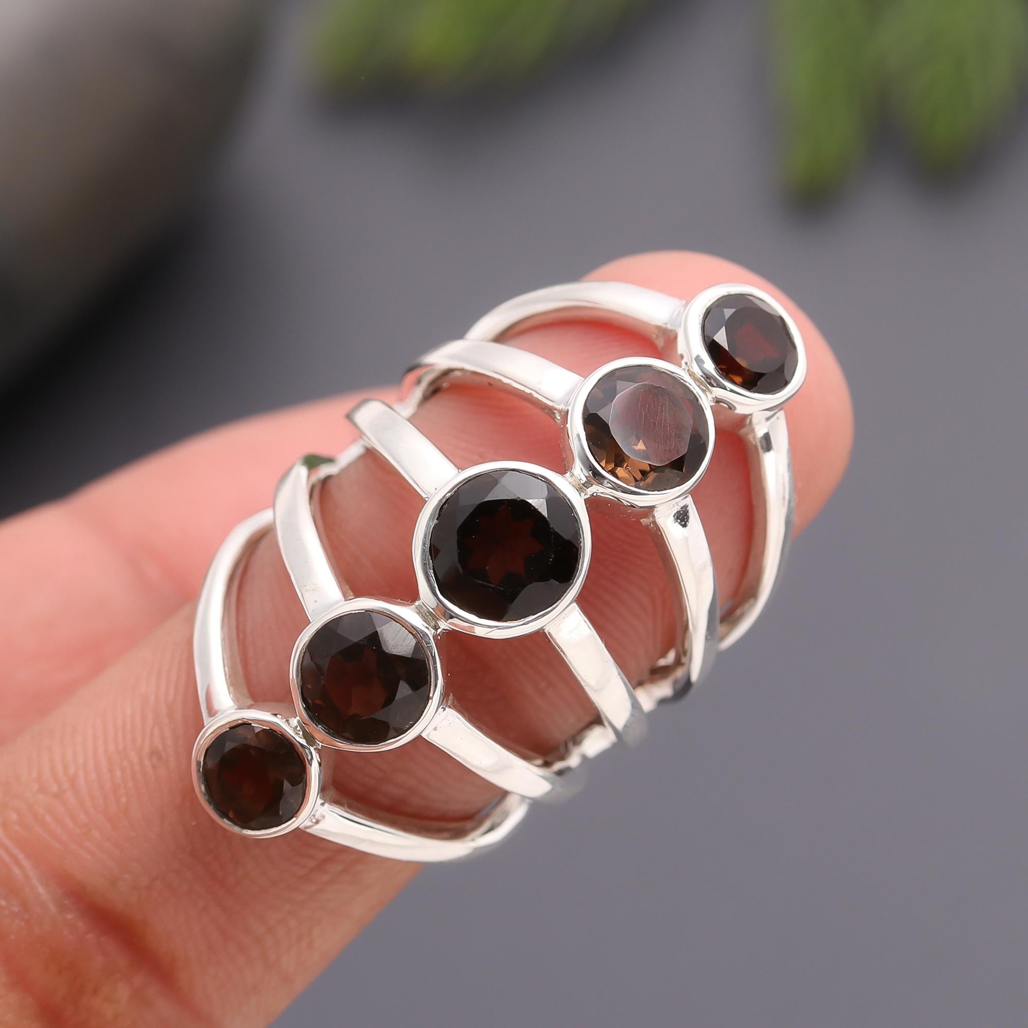 925 Silver Smoky Quartz Ring