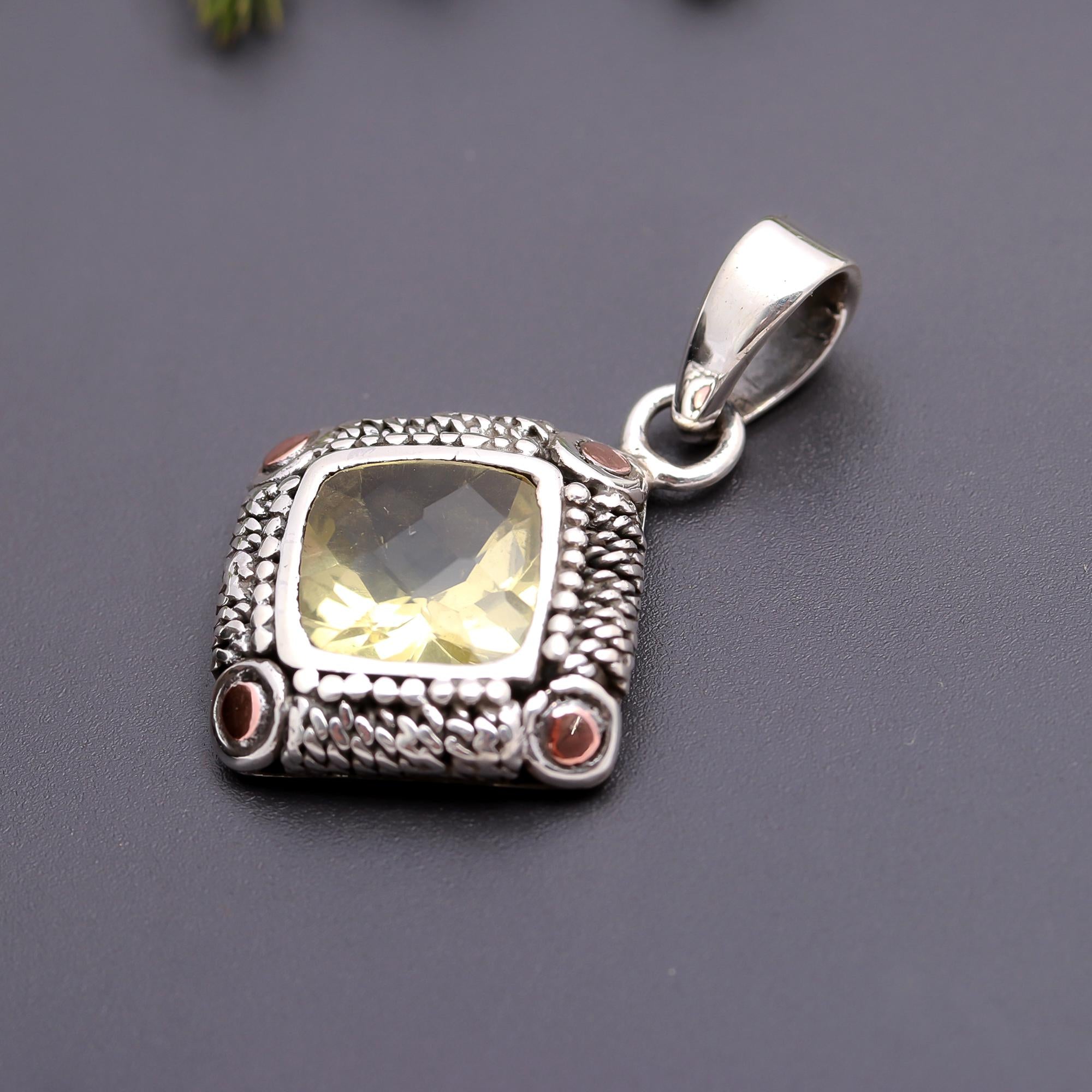 925 Silver Lemon Quartz Pendant