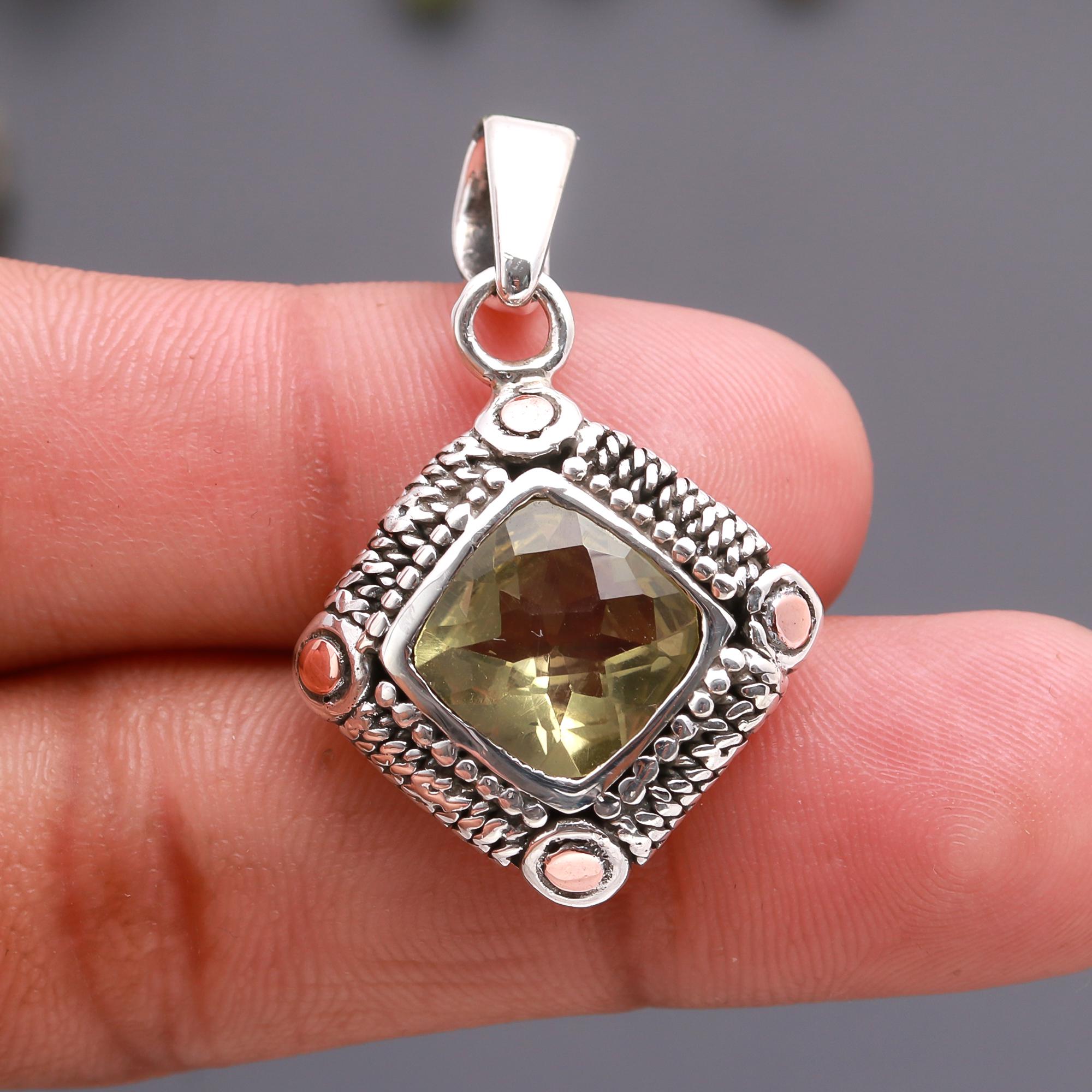 925 Silver Lemon Quartz Pendant